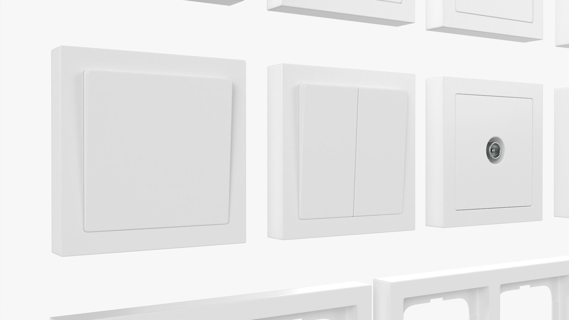 Outlet frame set EU US UK white 3D model_4