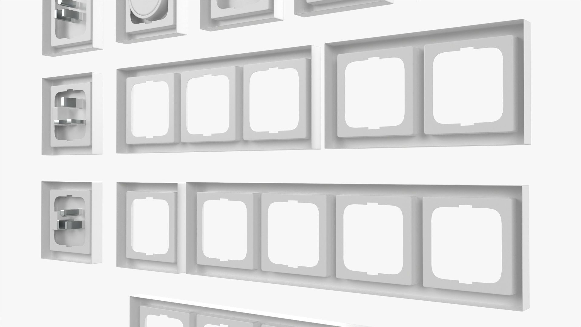 Outlet frame set EU US UK white 3D model_8