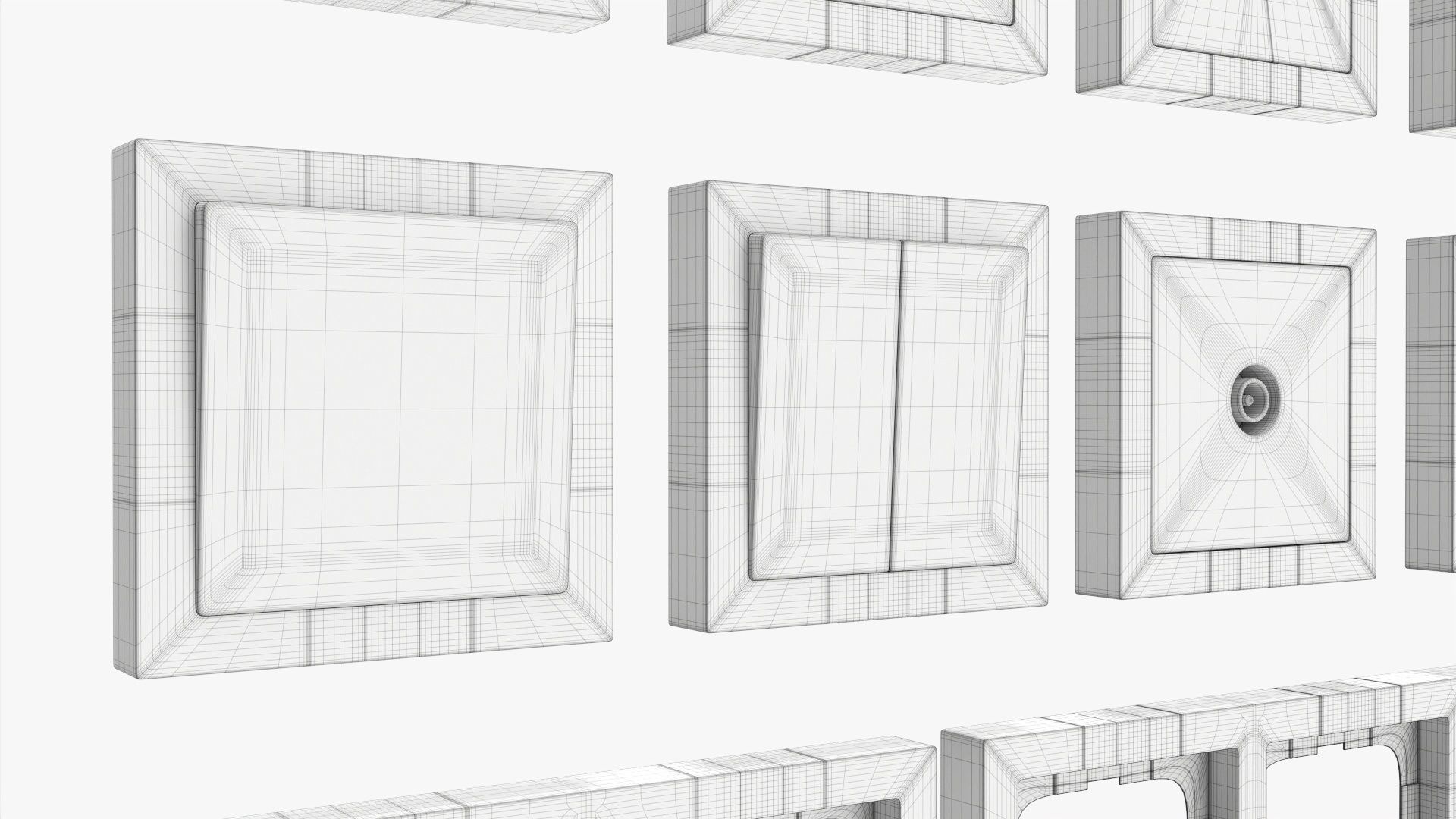 Outlet frame set EU US UK white 3D model_10