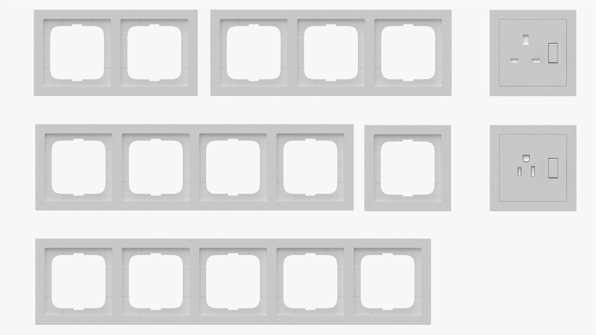 Outlet frame set EU US UK white 3D model_2