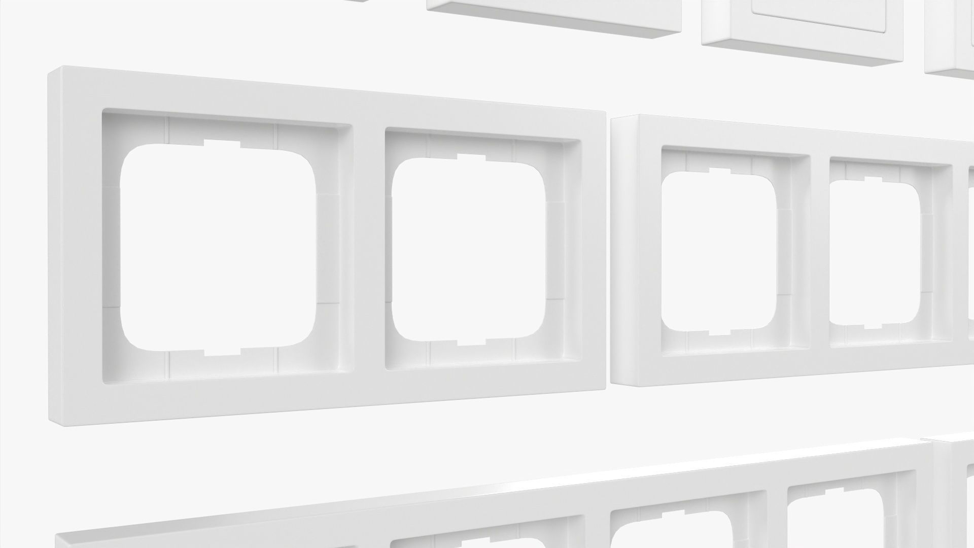 Outlet frame set EU US UK white 3D model_5
