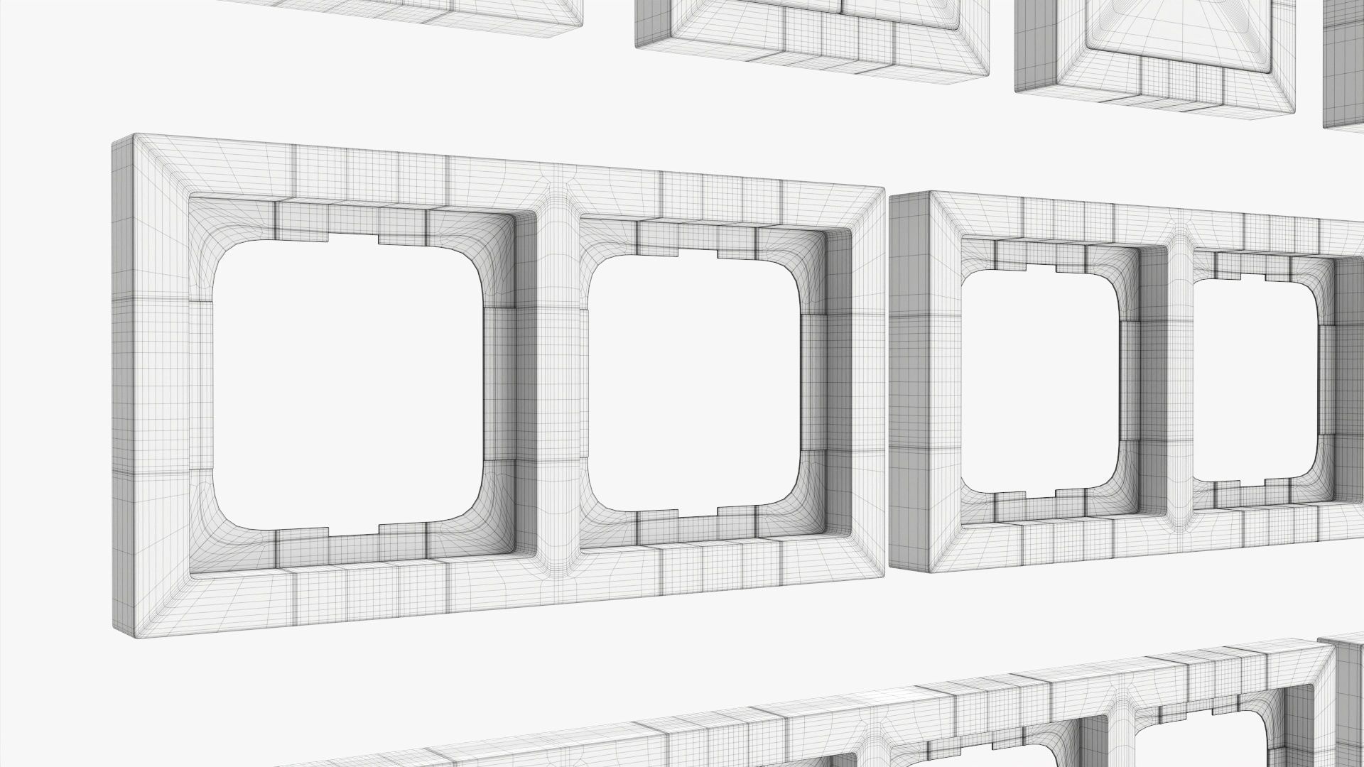 Outlet frame set EU US UK white 3D model_11