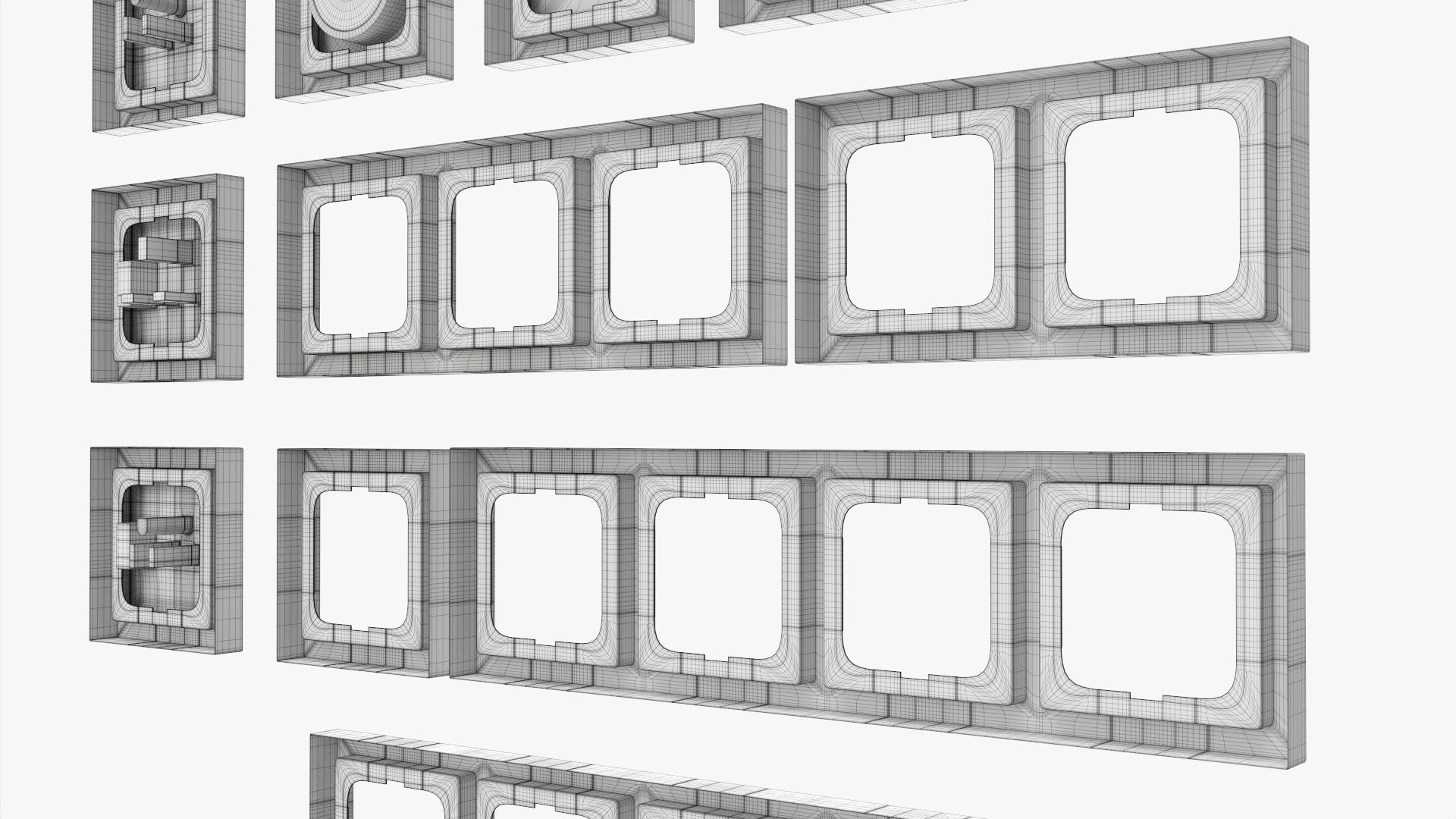 Outlet frame set EU US UK white 3D model_12
