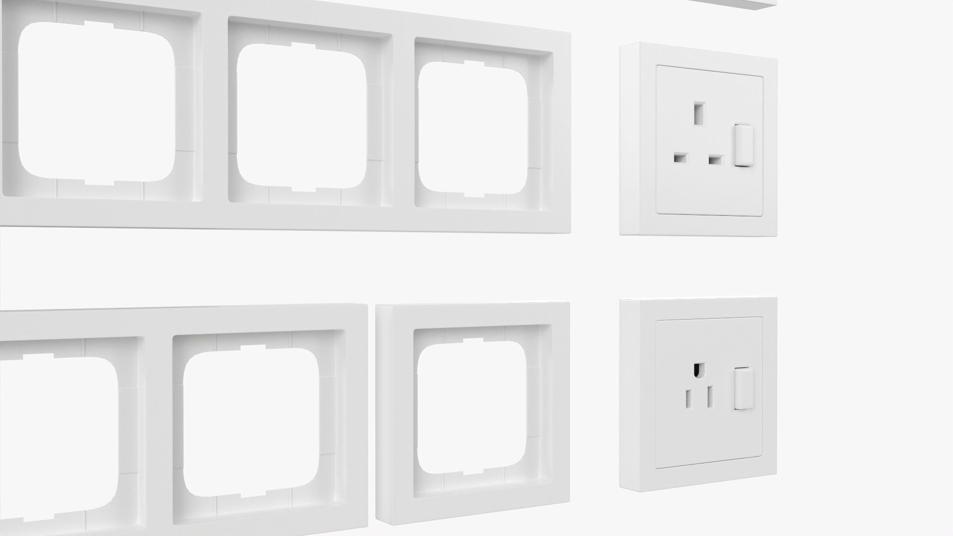 Outlet frame set EU US UK white 3D model_6