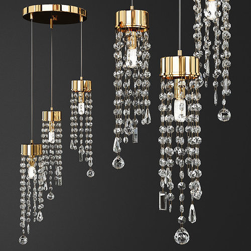 CREATIVE BRASS DIAMOND CHANDELIER Low-poly 3D model