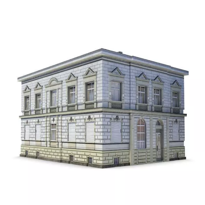 White Brick Two Story Townhouse 3D model