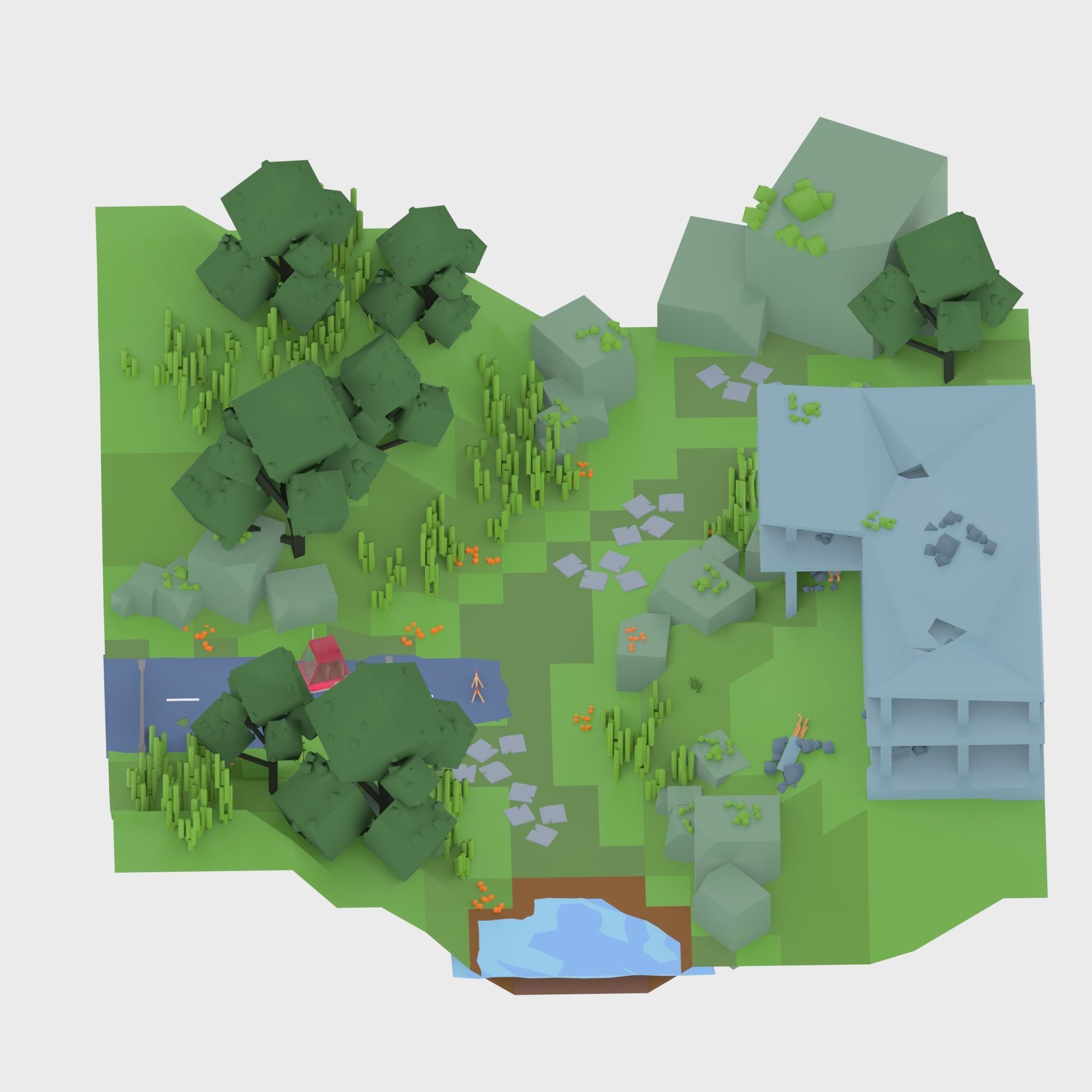 3D isometric wild garden desert city trees pack 3D model Low-poly 3D model_2