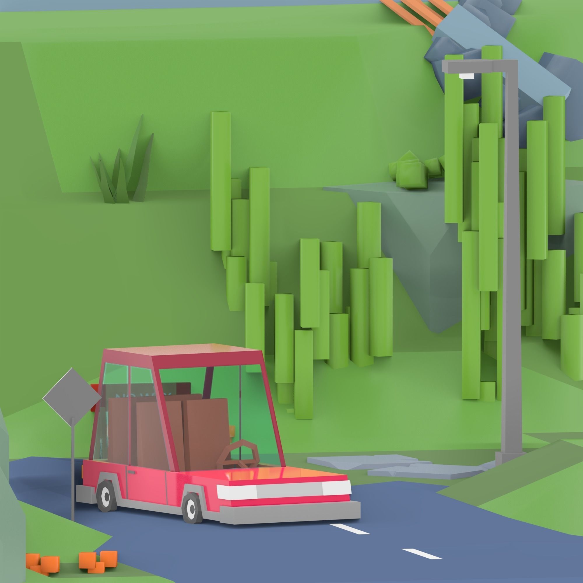 3D isometric wild garden desert city trees pack 3D model Low-poly 3D model_4