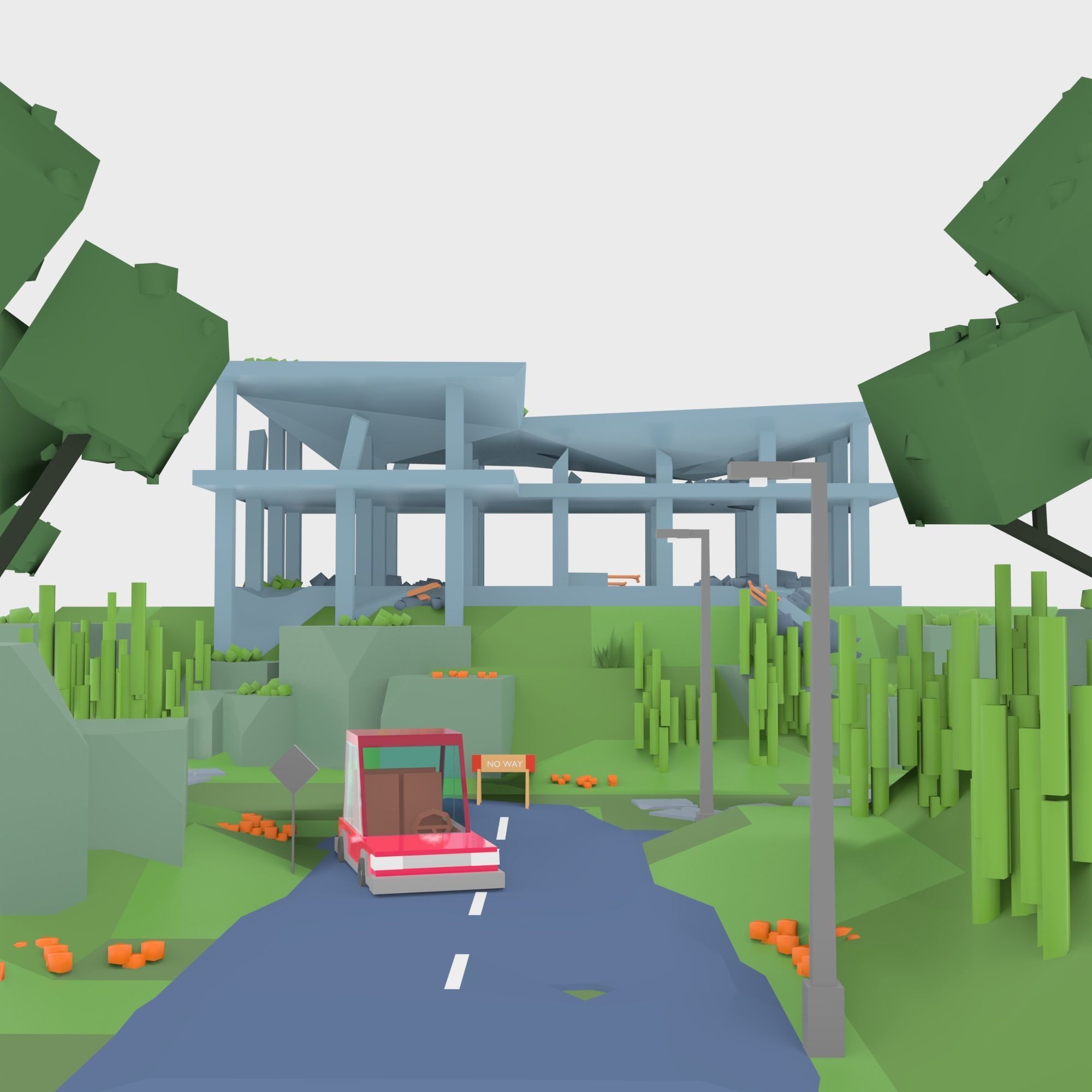 3D isometric wild garden desert city trees pack 3D model Low-poly 3D model_6