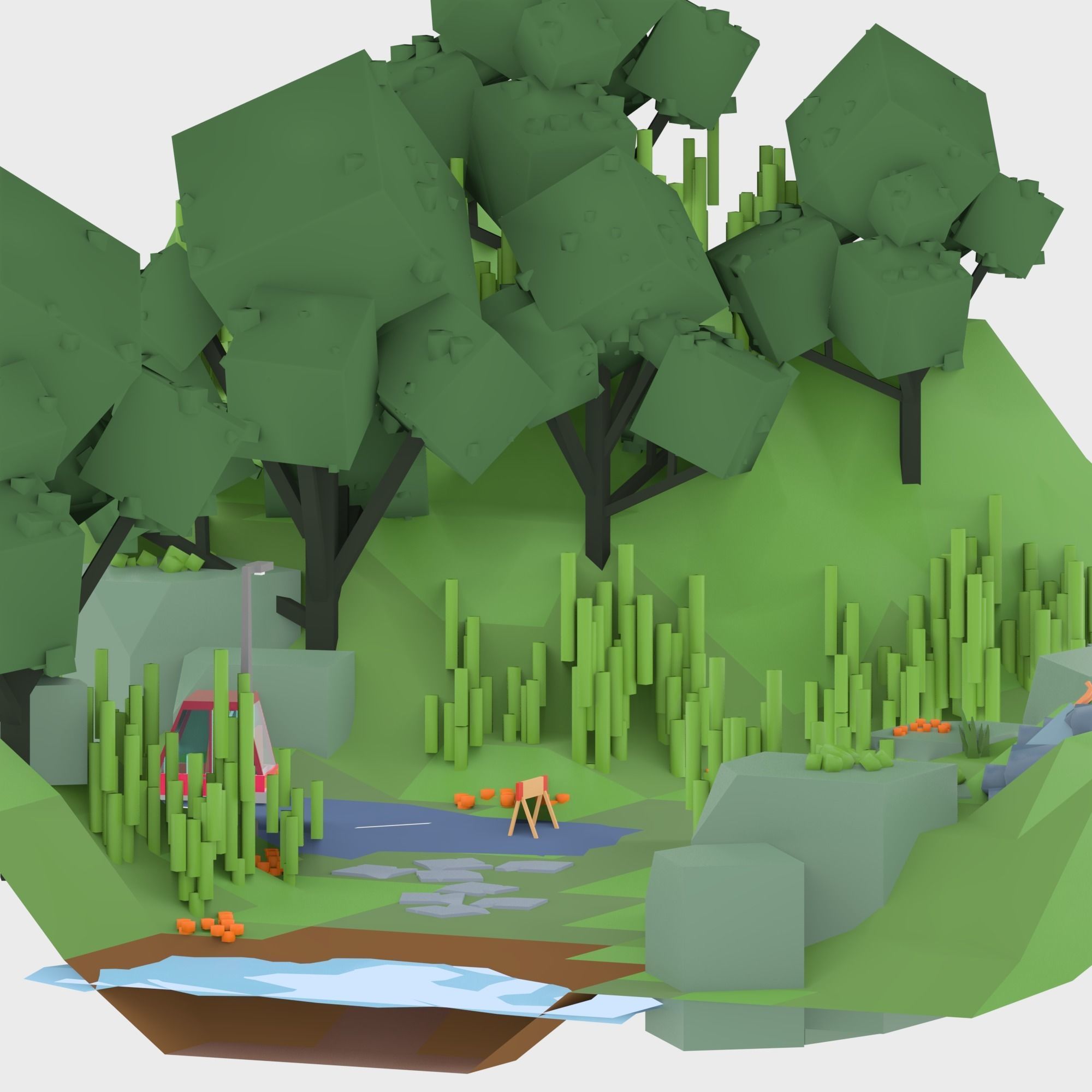 3D isometric wild garden desert city trees pack 3D model Low-poly 3D model_5