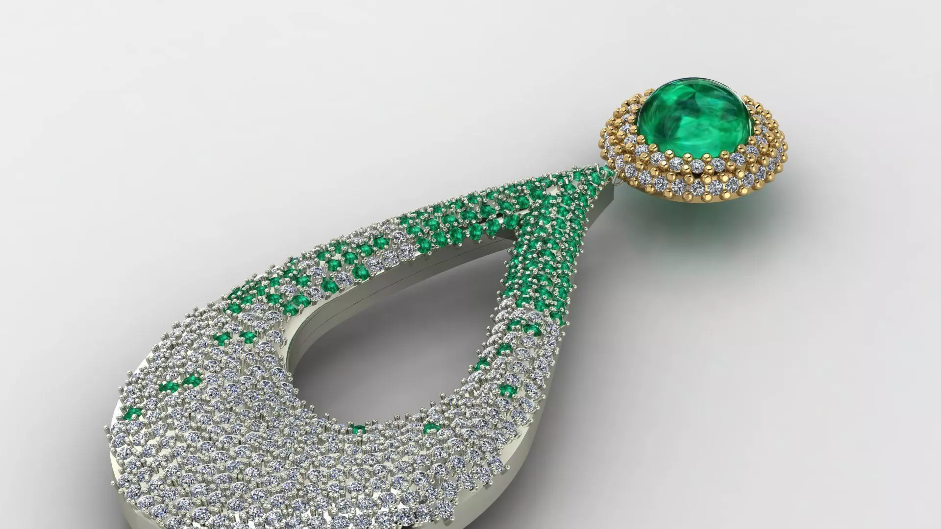 Earring White Gold Emerald And White Diamond Free 3D model