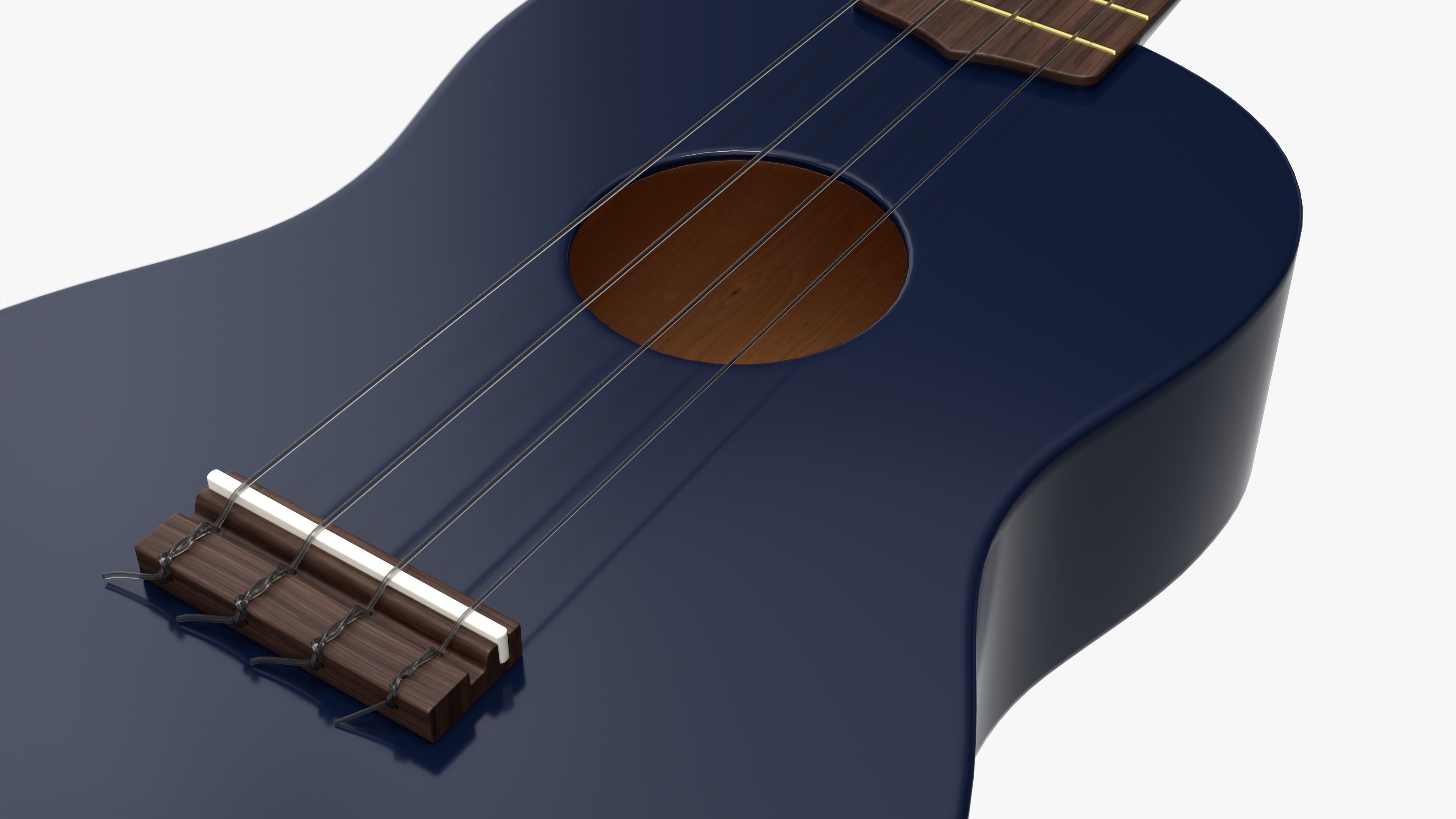 Ukulele guitar blue 3D model_4
