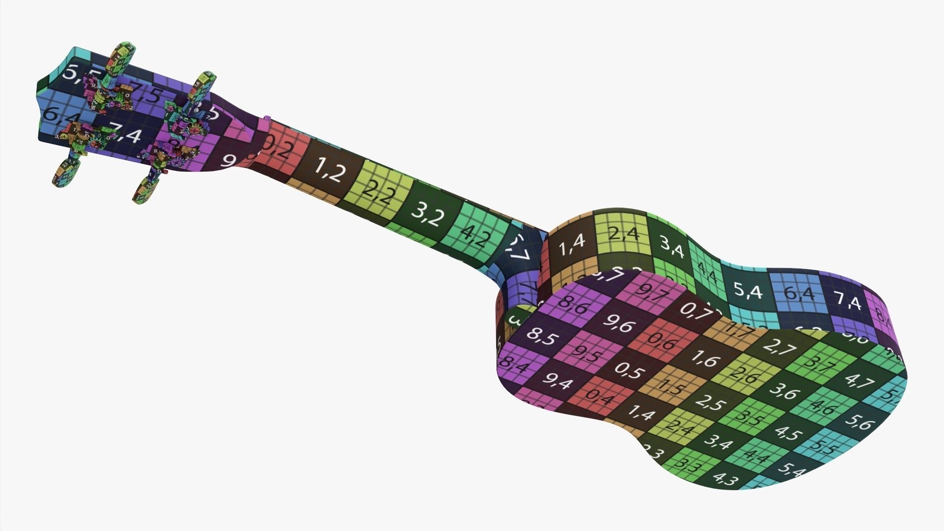 Ukulele guitar blue 3D model_13