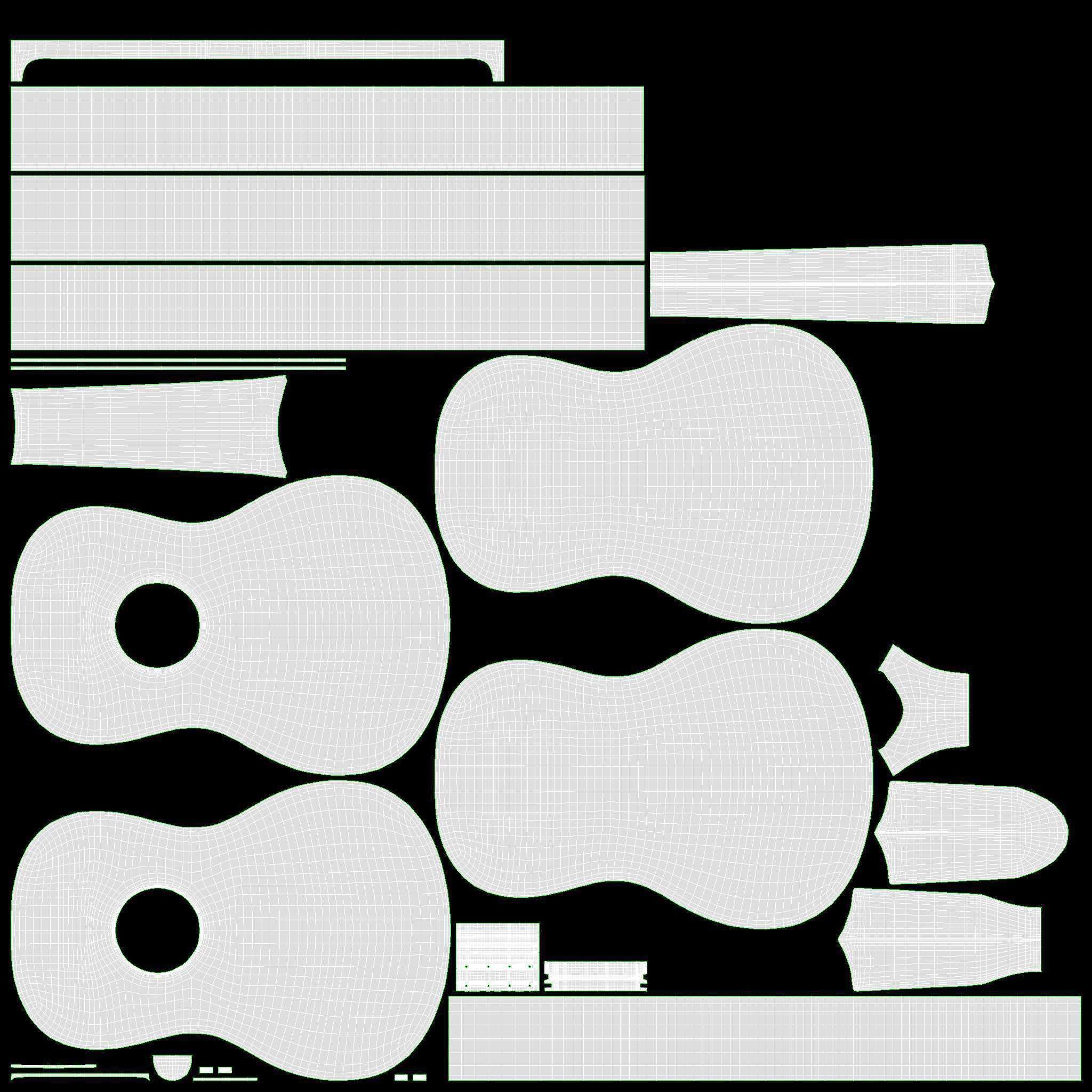 Ukulele guitar blue 3D model_18