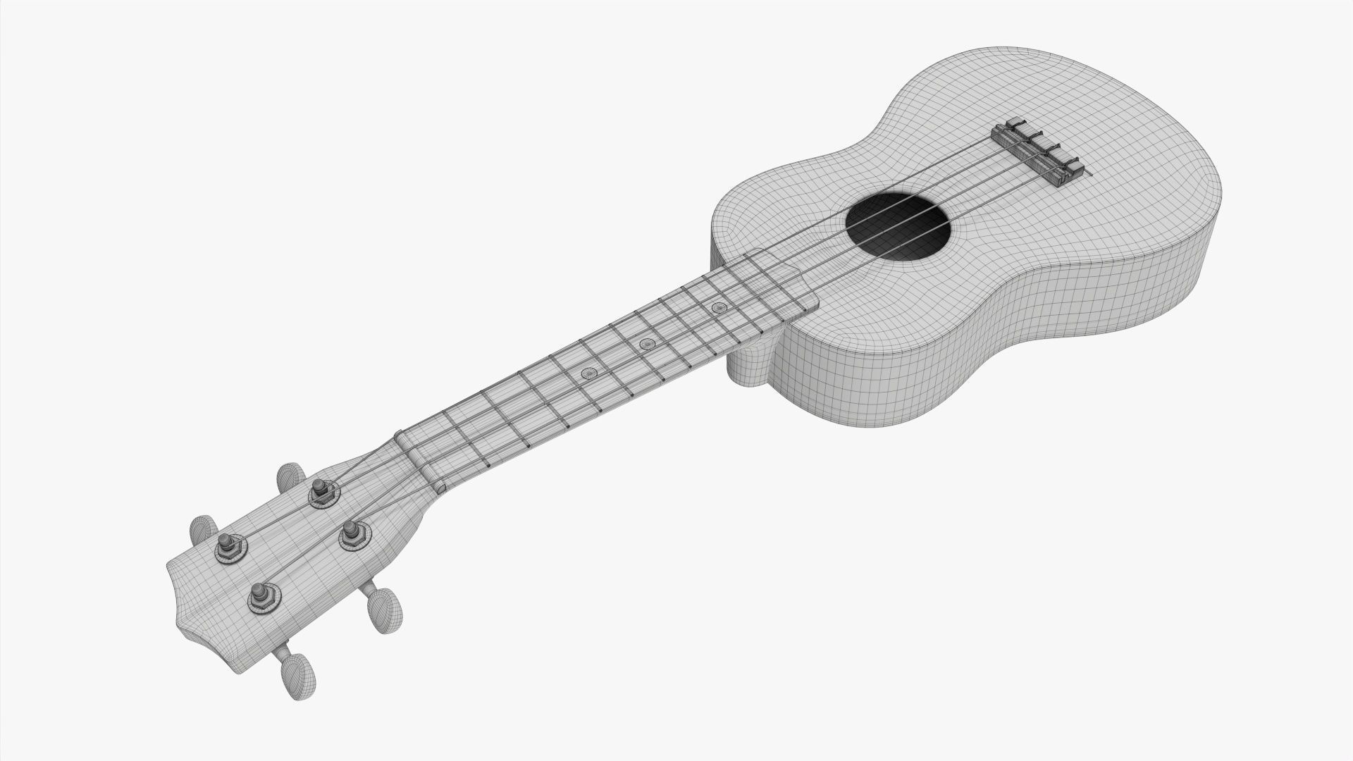 Ukulele guitar blue 3D model_8