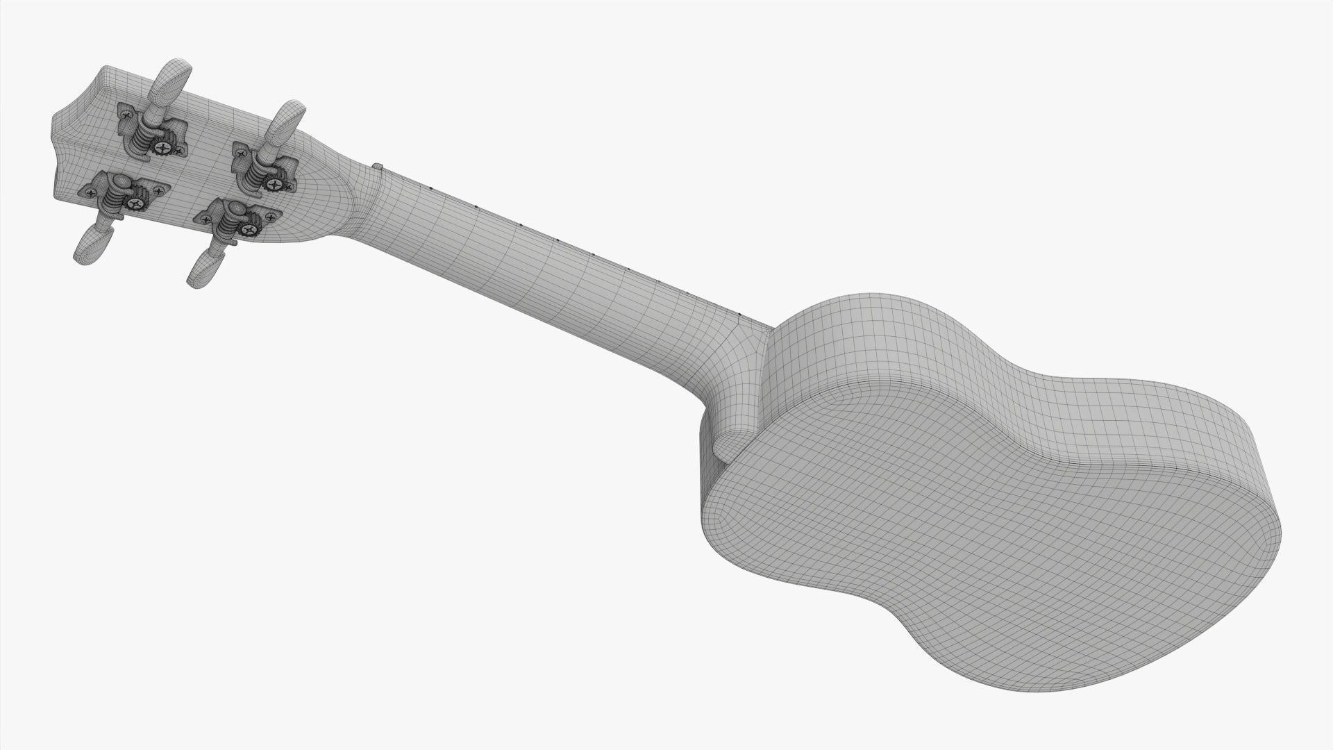 Ukulele guitar blue 3D model_9