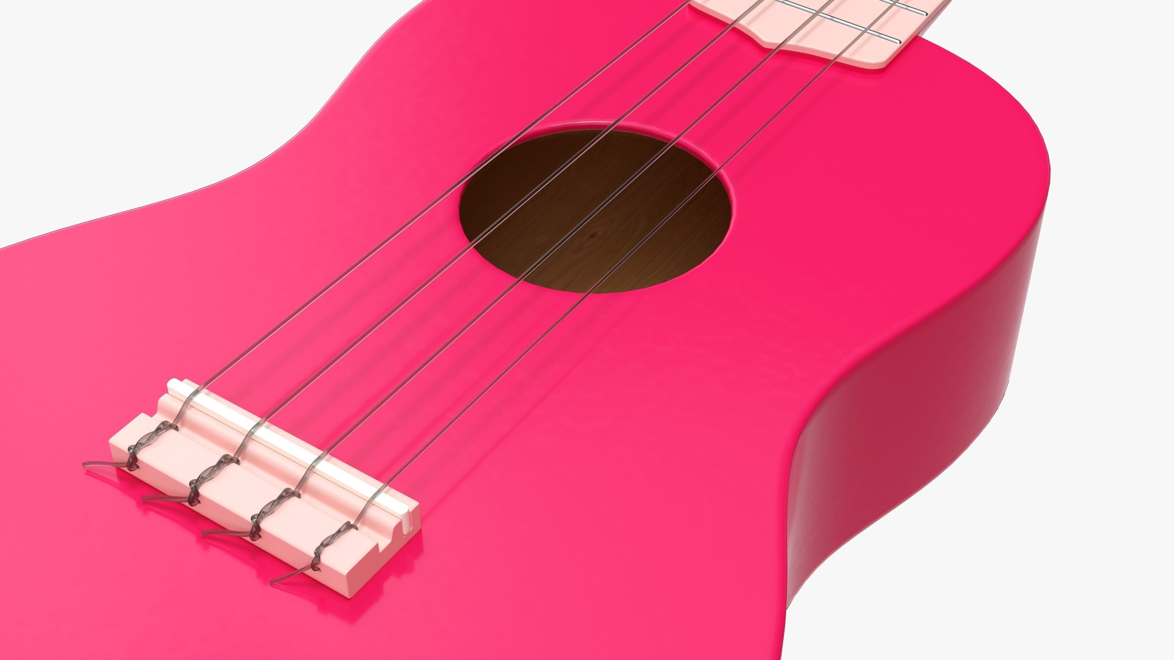 Ukulele guitar pink 3D model_4