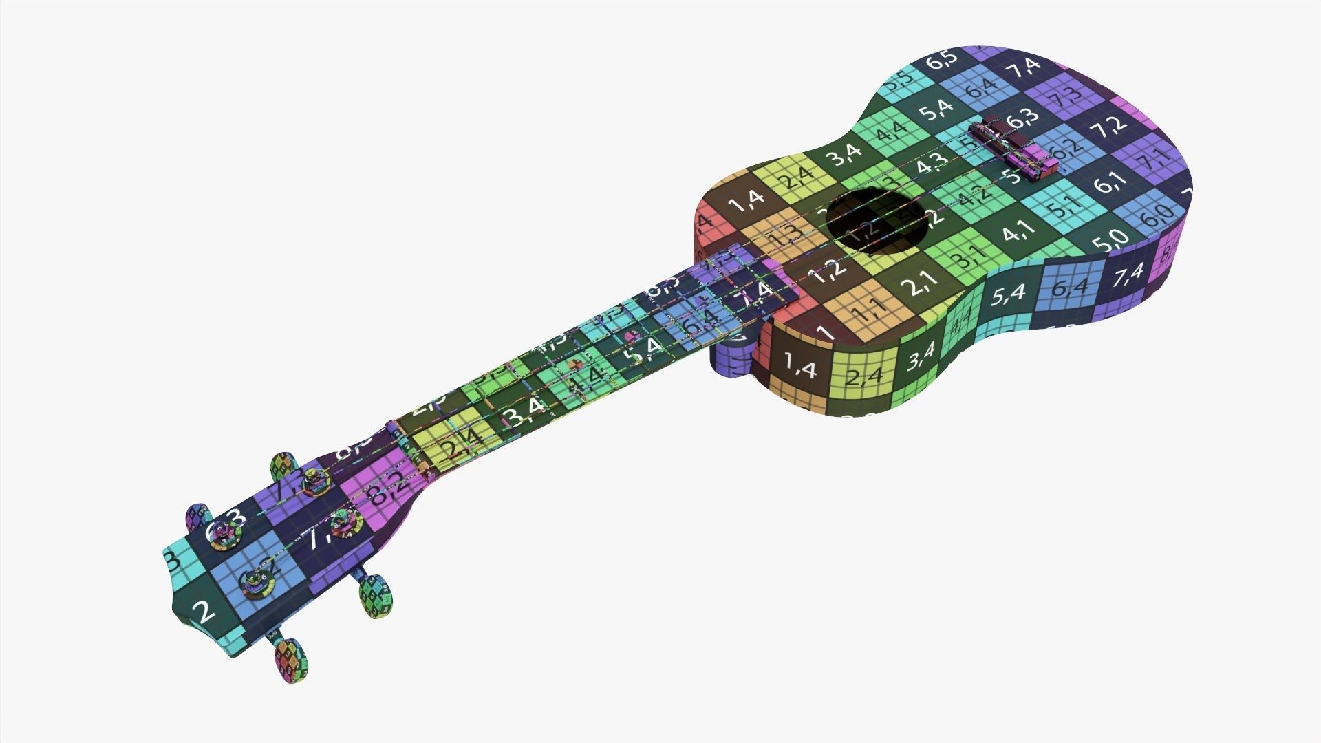 Ukulele guitar pink 3D model_12