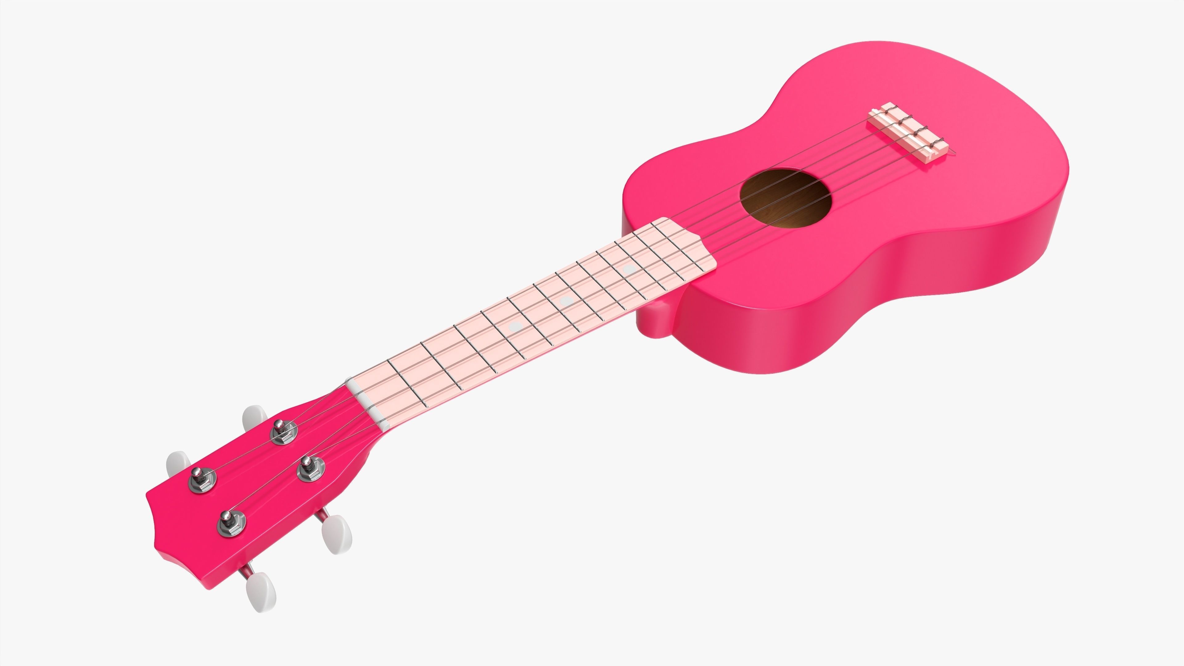 Ukulele guitar pink 3D model_1