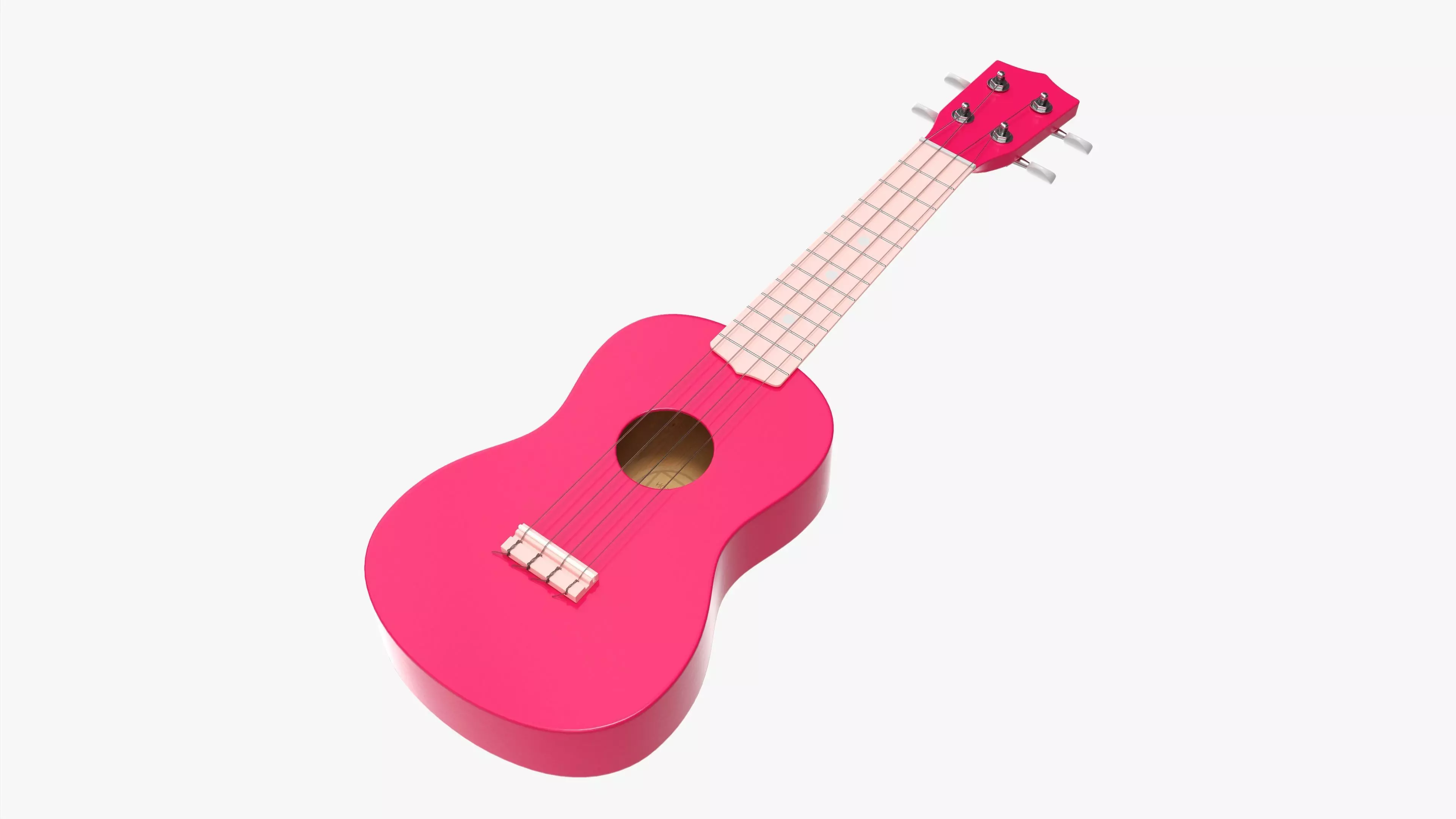 Ukulele guitar pink 3D model_0