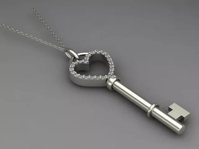Heart Key Kolye Necklace Free 3D model