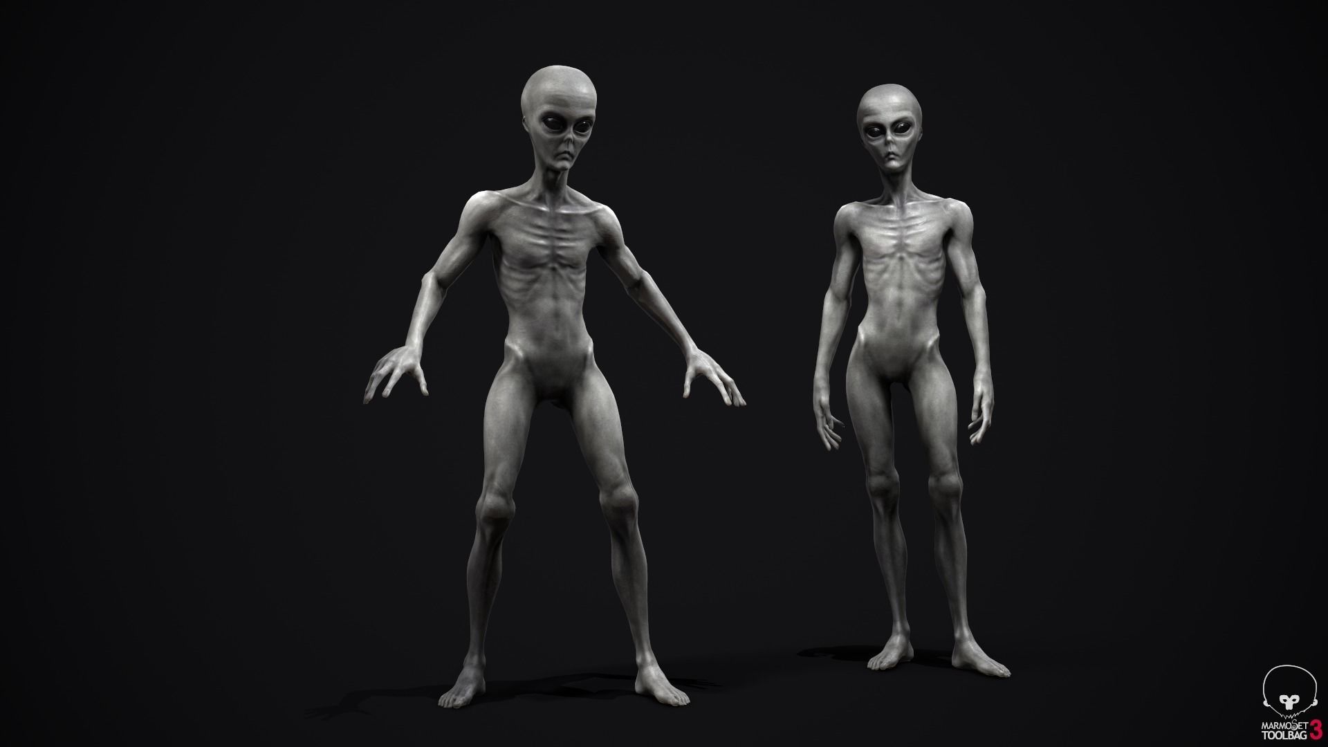 Alien human Low-poly 3D model_5