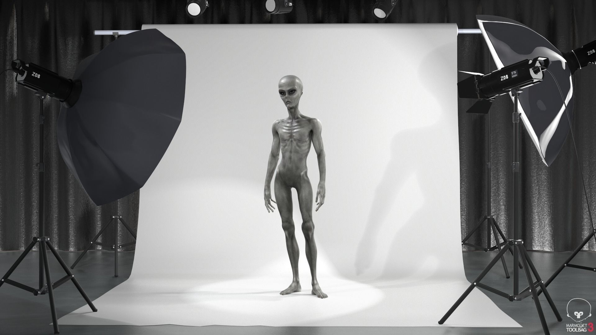 Alien human Low-poly 3D model_12