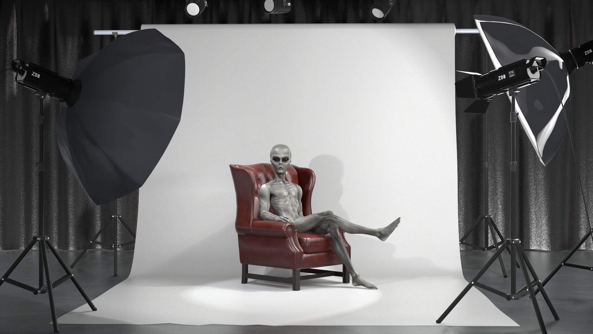 Alien human Low-poly 3D model_13