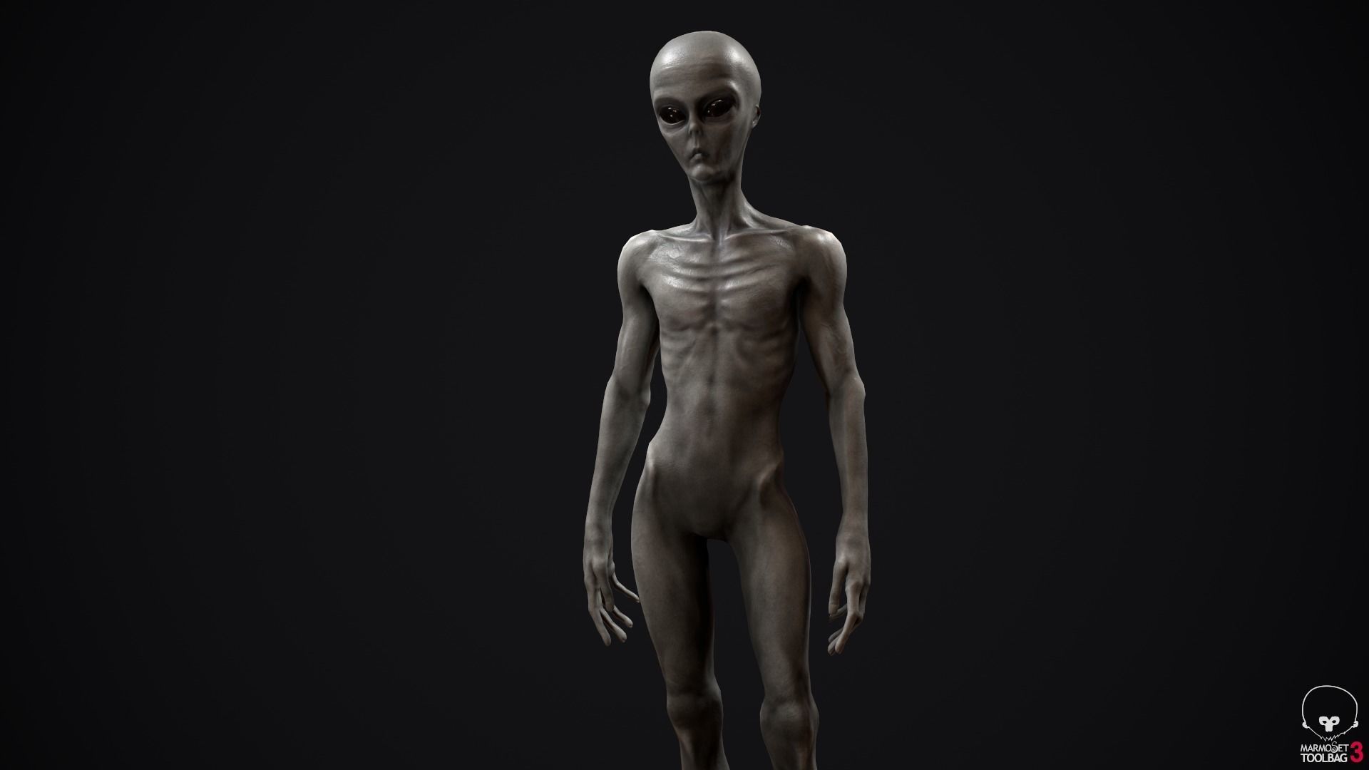 Alien human Low-poly 3D model_6