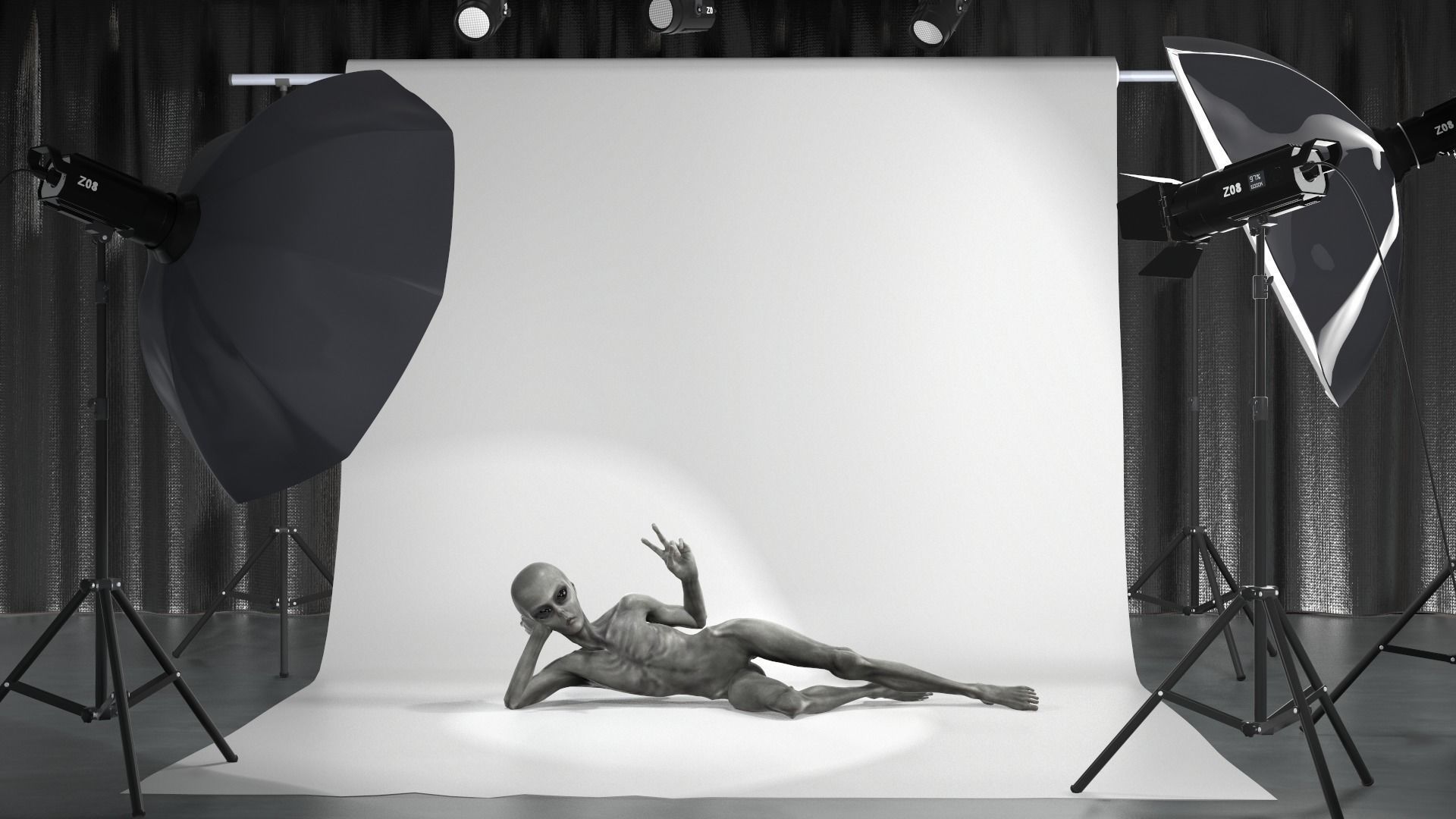 Alien human Low-poly 3D model_14