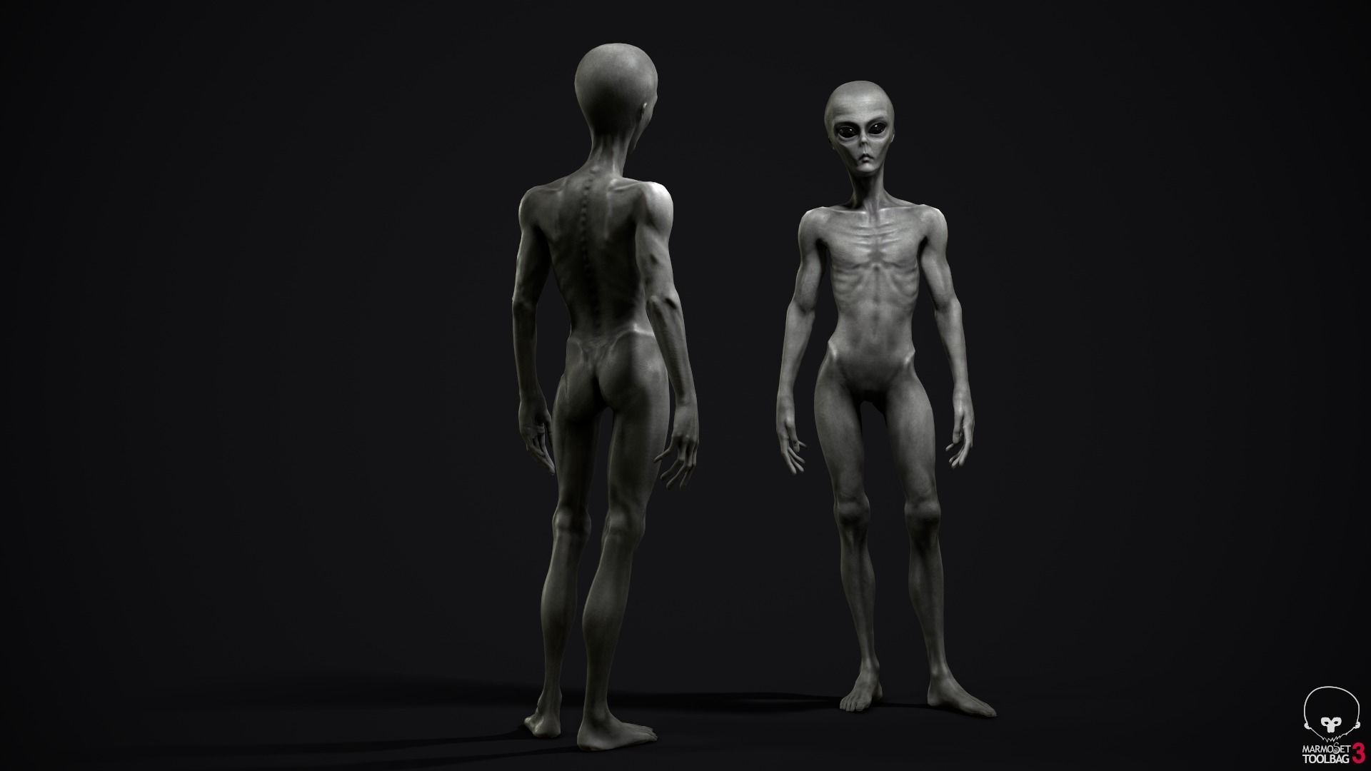 Alien human Low-poly 3D model_4