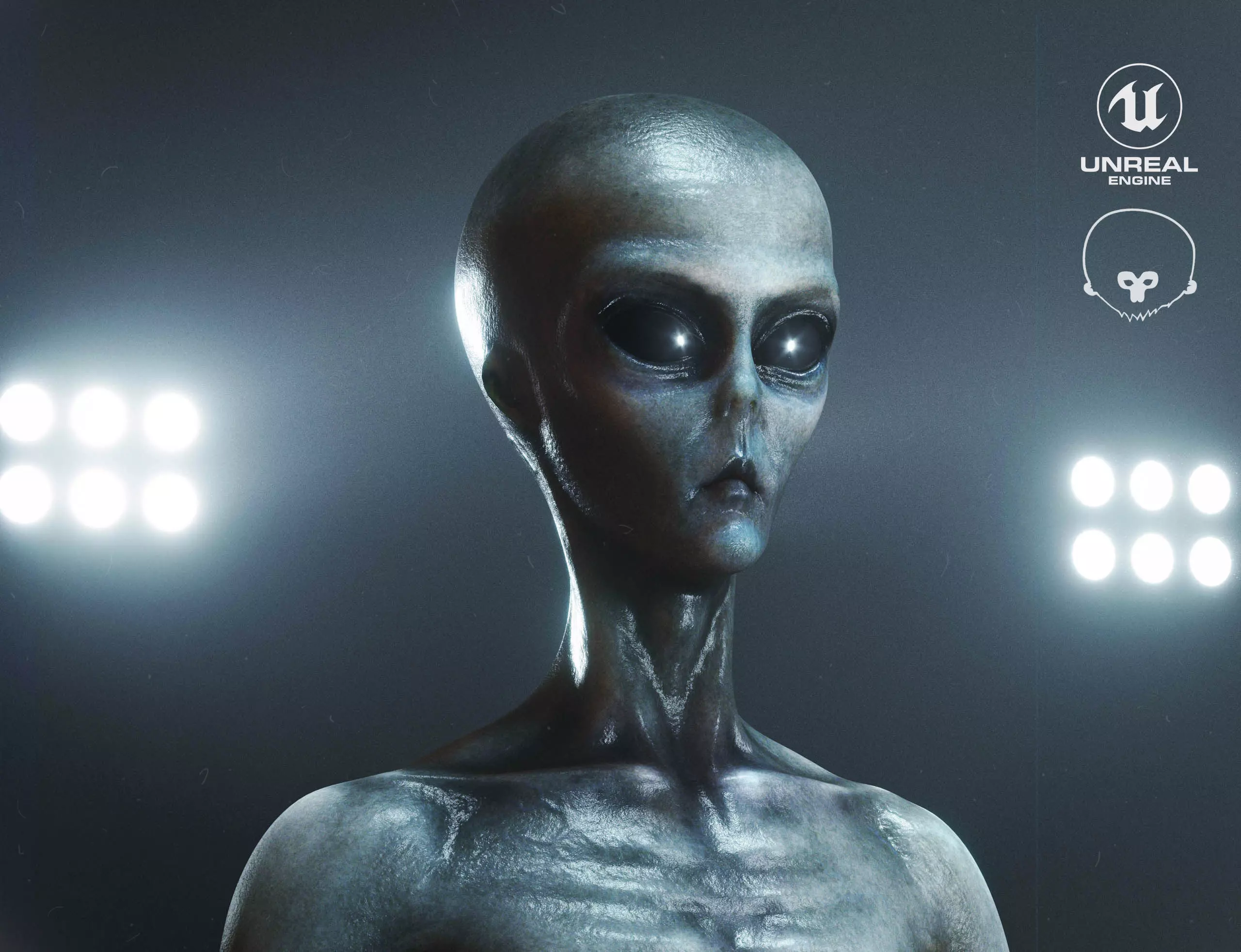 Alien human Low-poly 3D model_0
