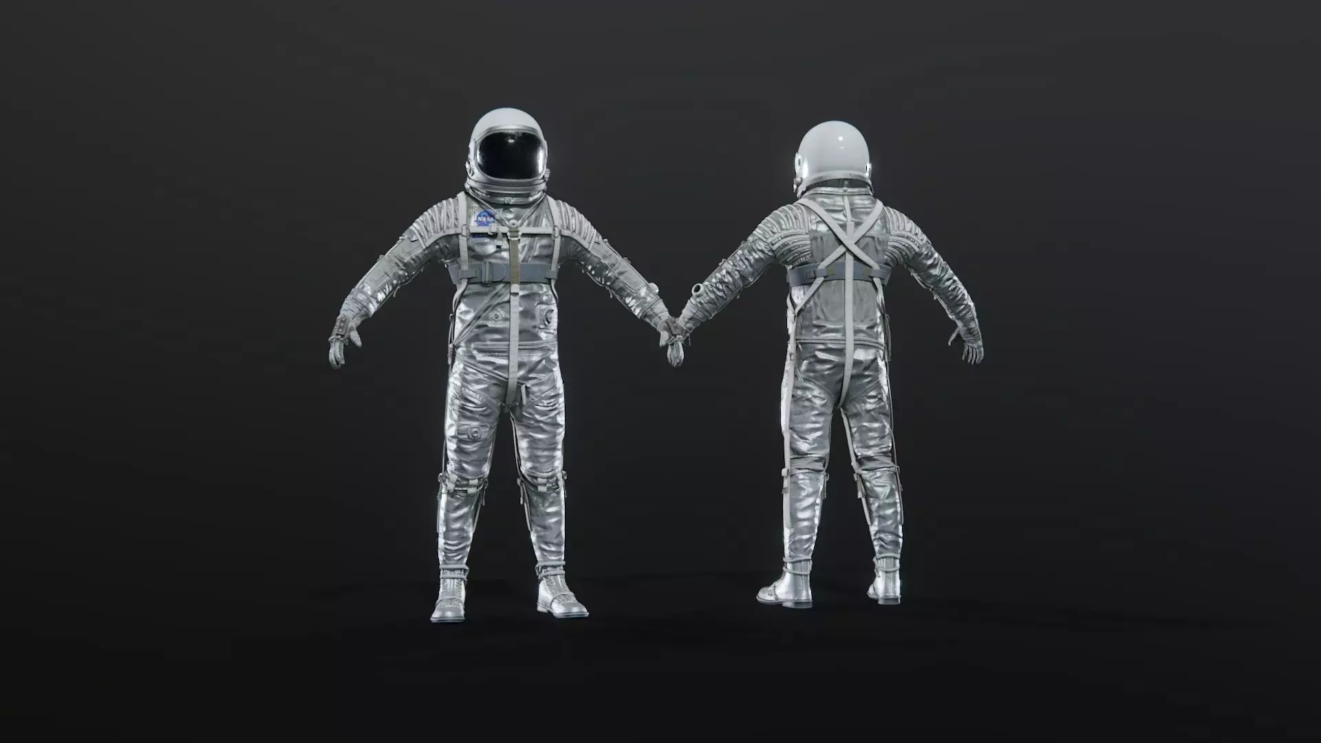 Silver Mercury Navy Mark IV Spacesuit 3D model_0