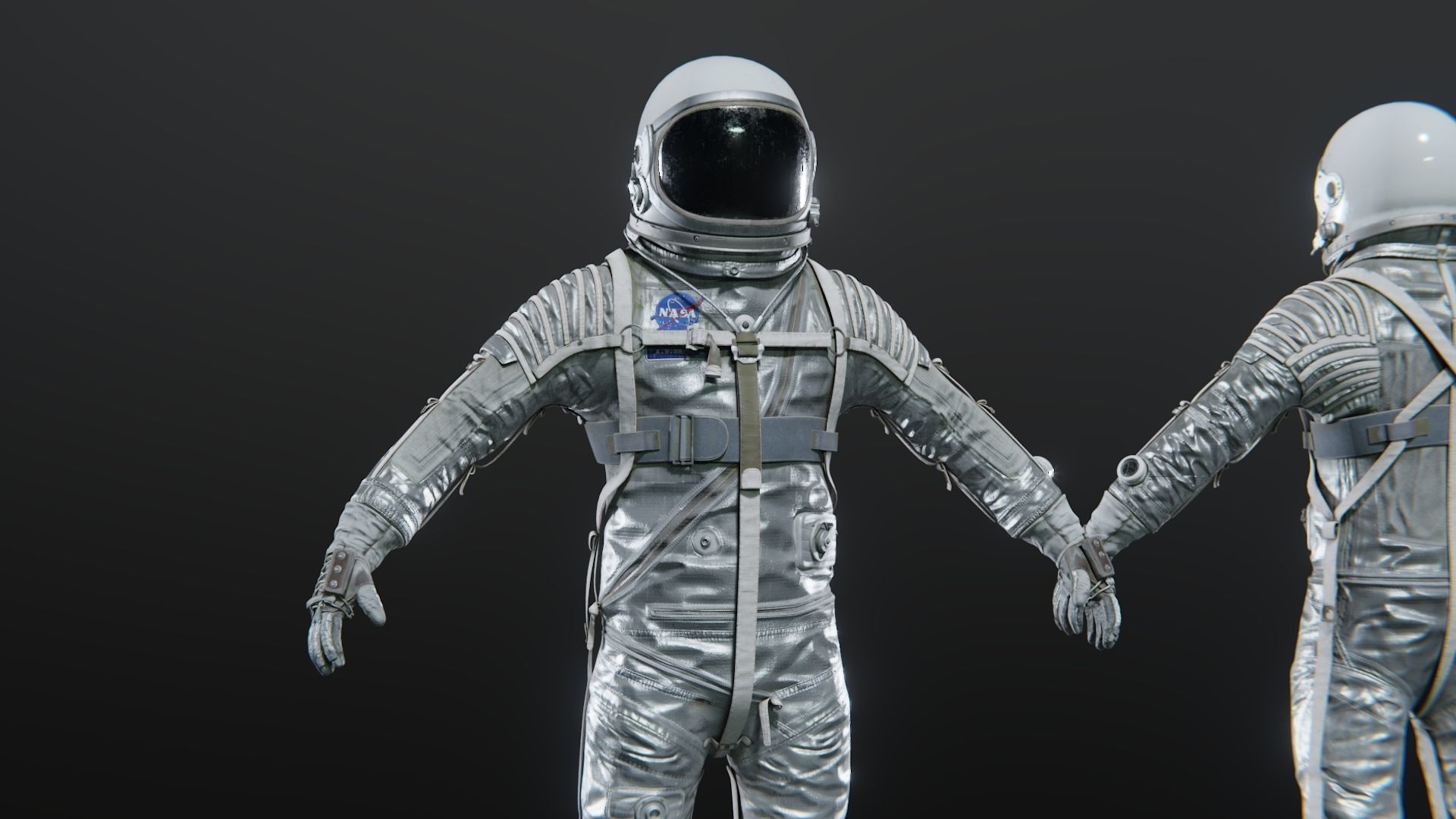 Silver Mercury Navy Mark IV Spacesuit 3D model_2