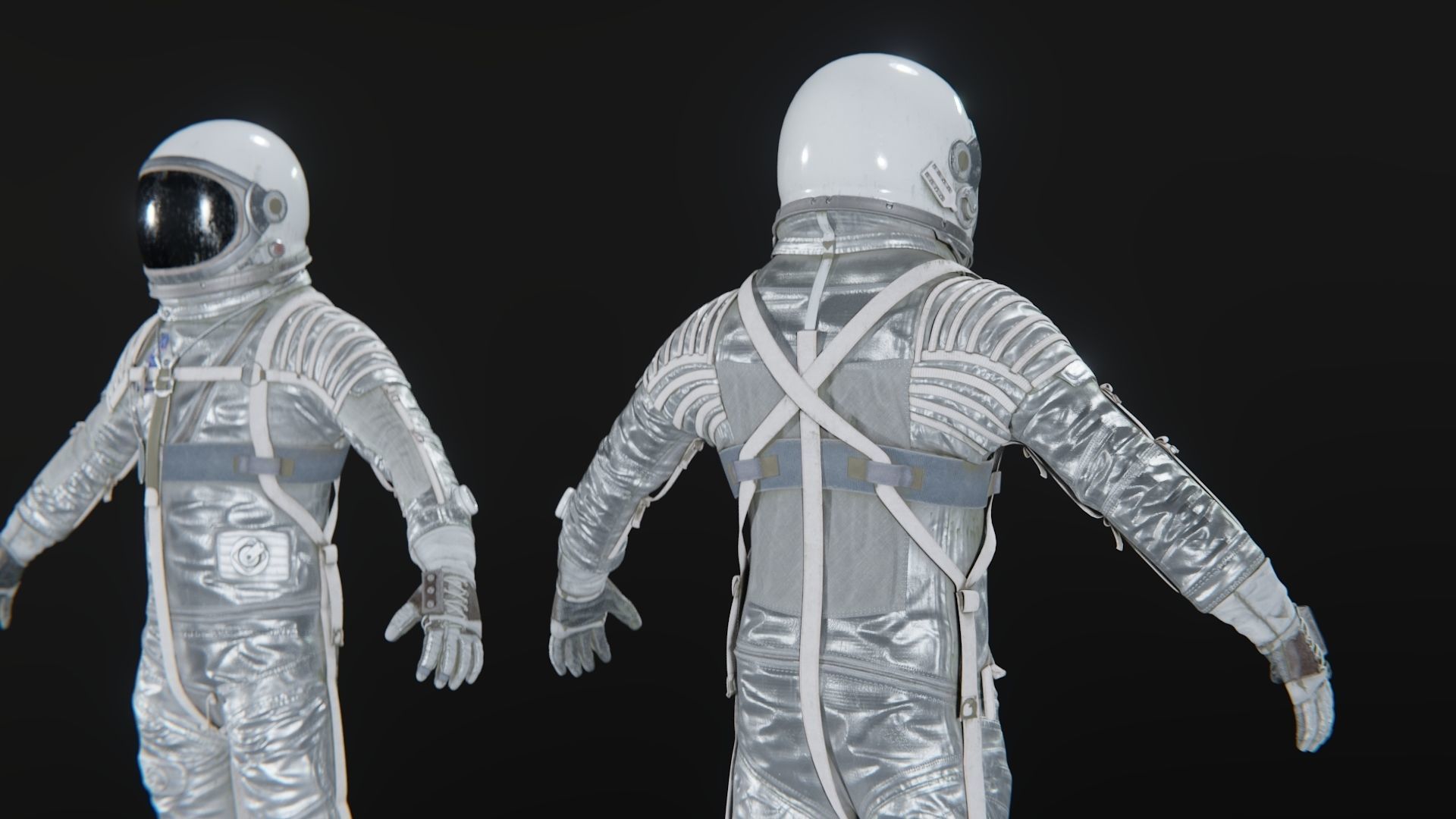 Silver Mercury Navy Mark IV Spacesuit 3D model_5