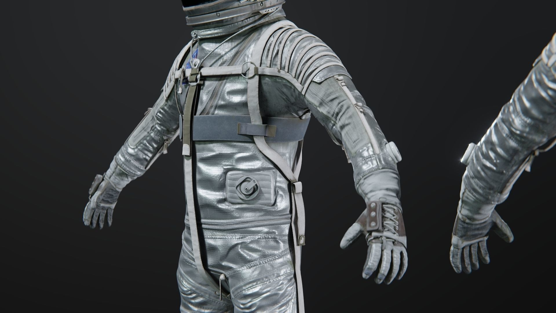 Silver Mercury Navy Mark IV Spacesuit 3D model_4