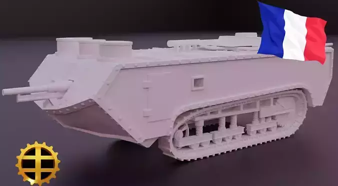 Saint-Chamond WW1 tank 3D print model