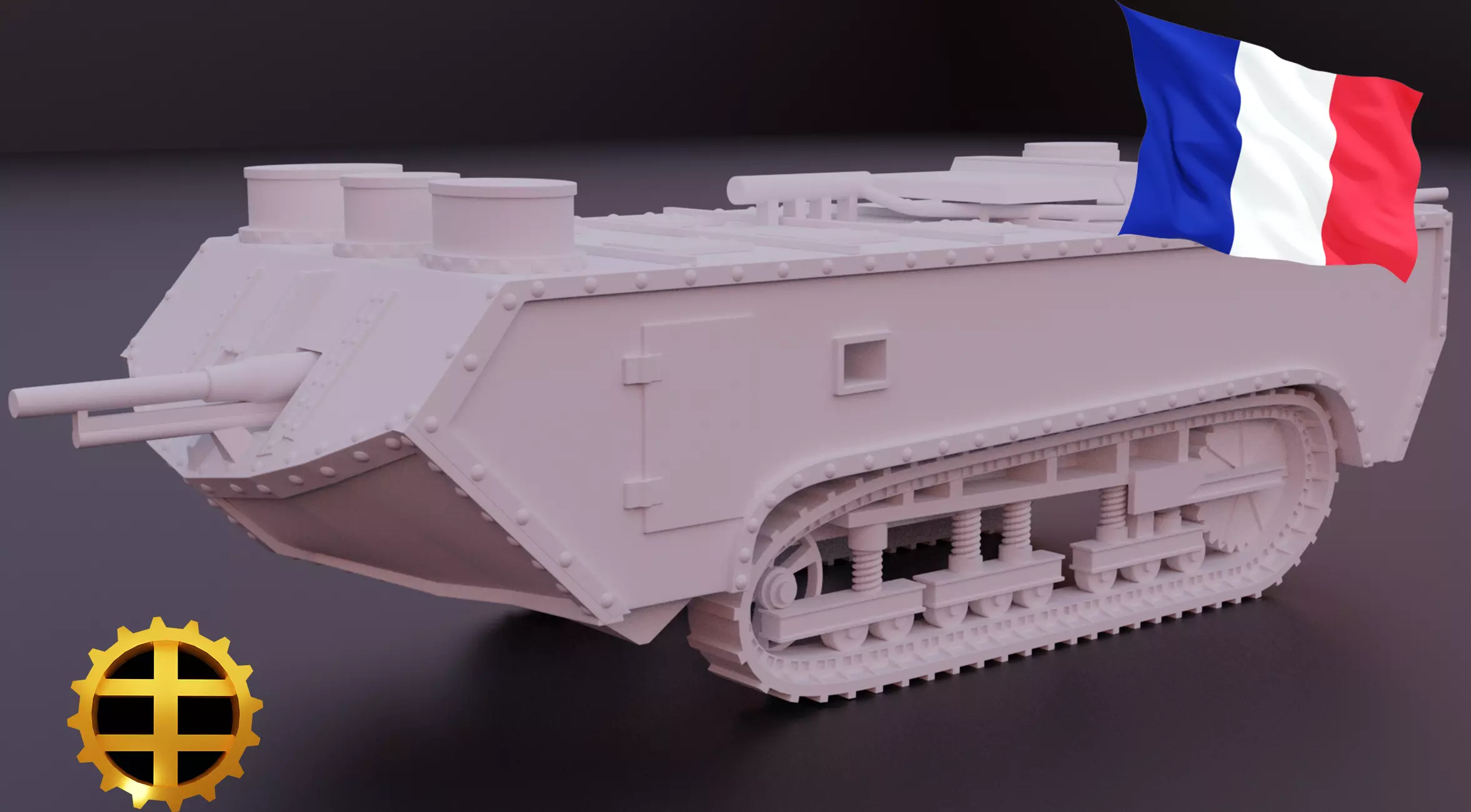 Saint-Chamond WW1 tank 3D print model_0