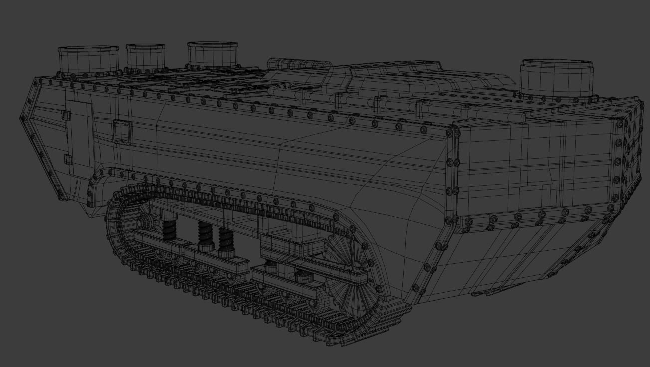 Saint-Chamond WW1 tank 3D print model_9