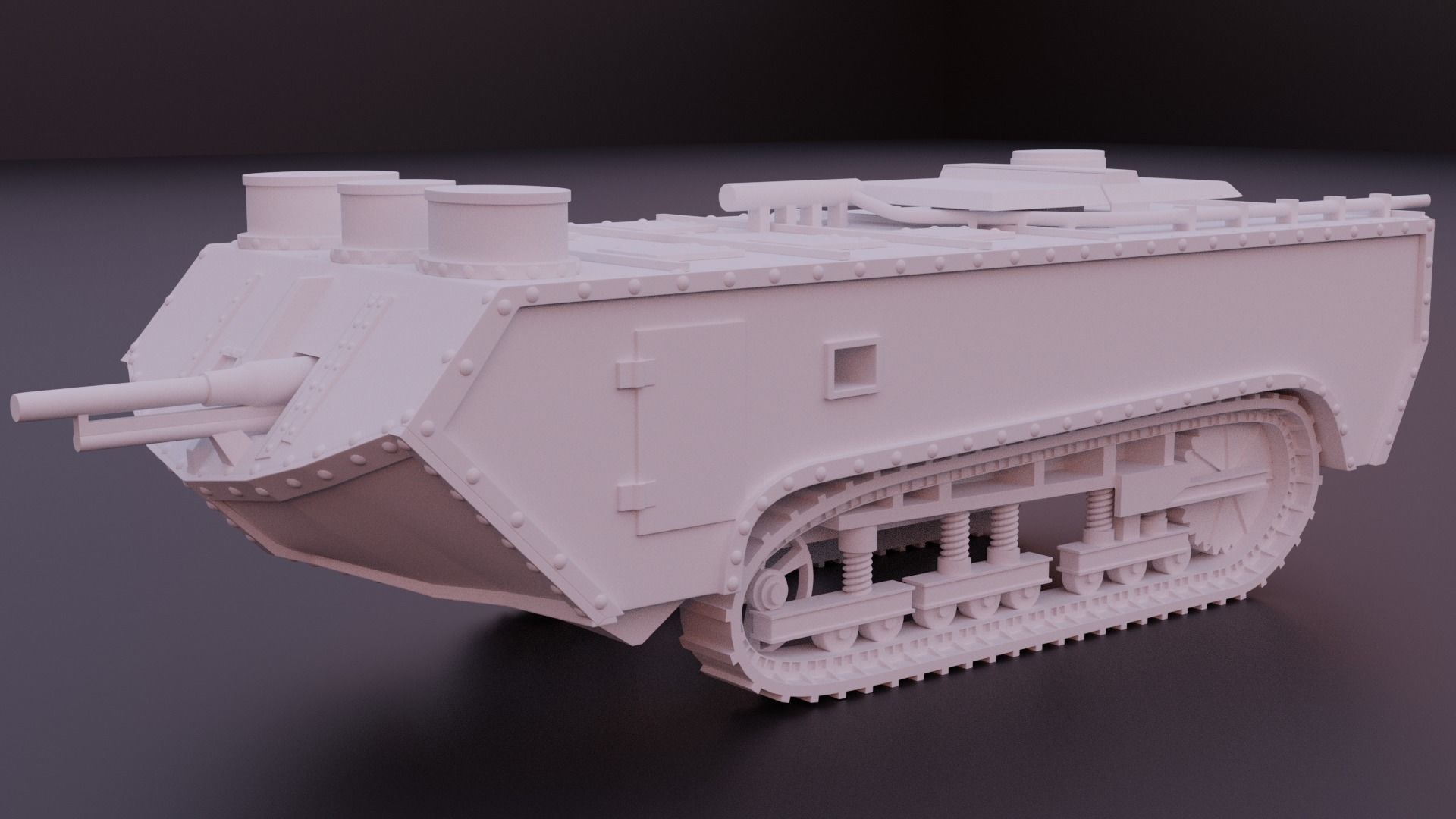 Saint-Chamond WW1 tank 3D print model_1