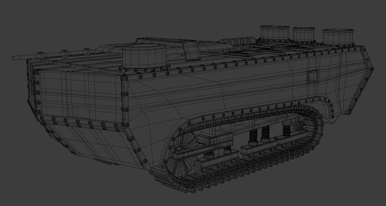 Saint-Chamond WW1 tank 3D print model_11