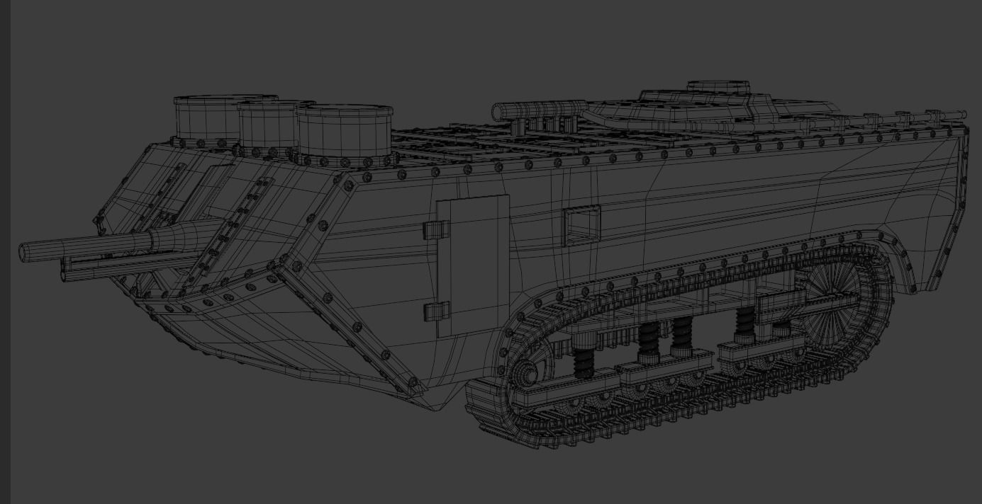Saint-Chamond WW1 tank 3D print model_8