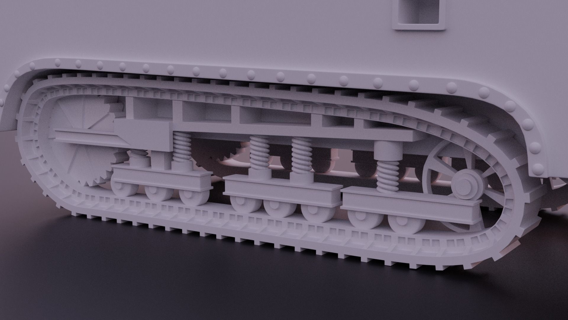 Saint-Chamond WW1 tank 3D print model_5