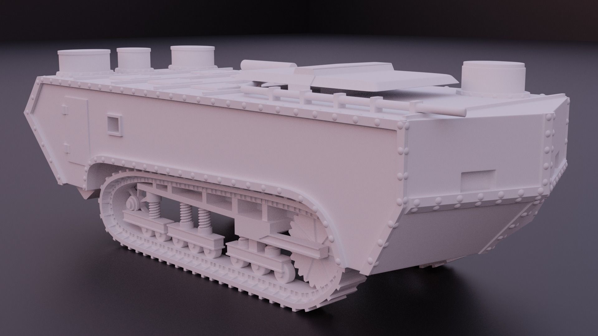 Saint-Chamond WW1 tank 3D print model_2