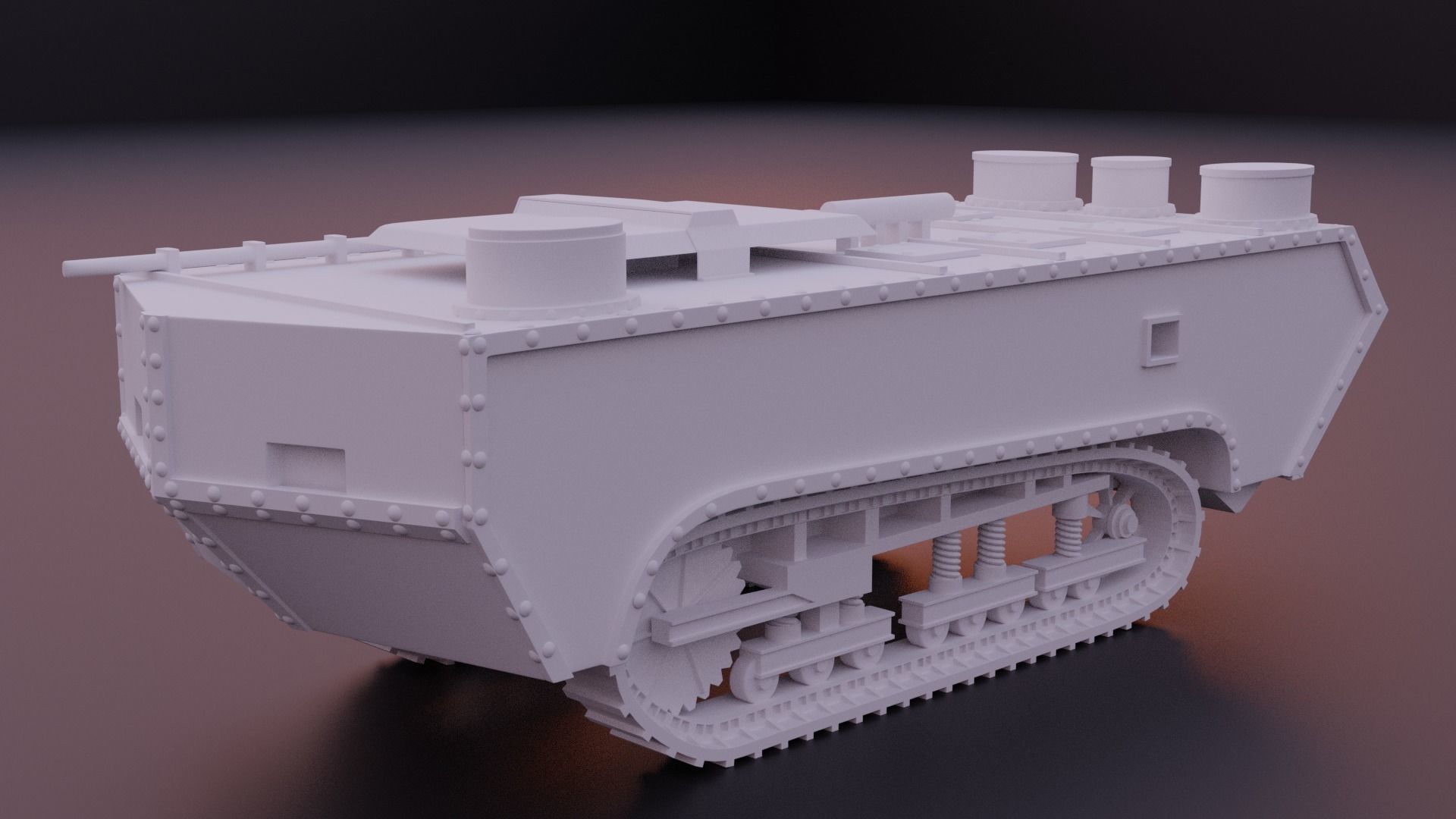 Saint-Chamond WW1 tank 3D print model_4