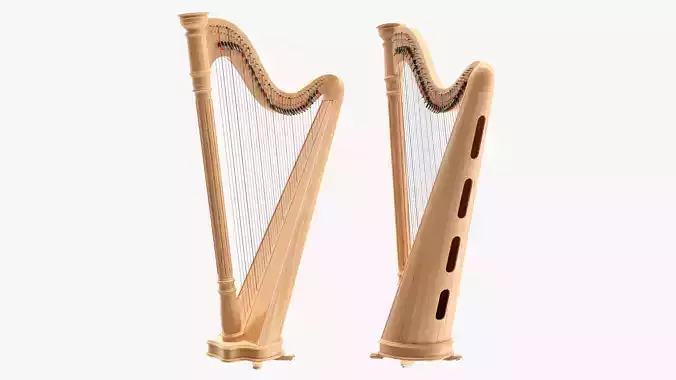 Harp 40-string 02 3D model