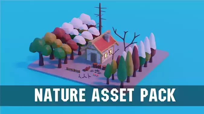 Low Poly Trees Plants and Rocks Low-poly 3D model