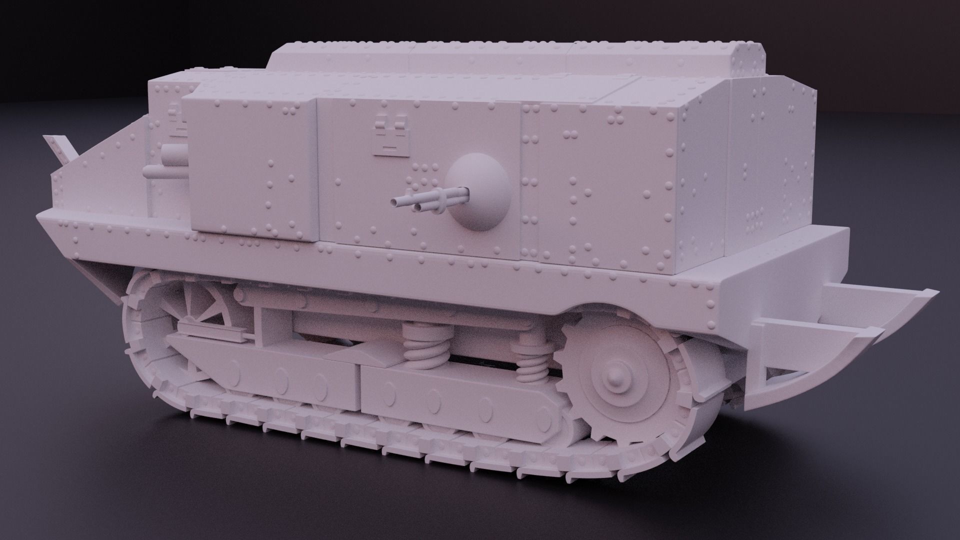 Schneider CA1 WW1 tank 3D print model_5