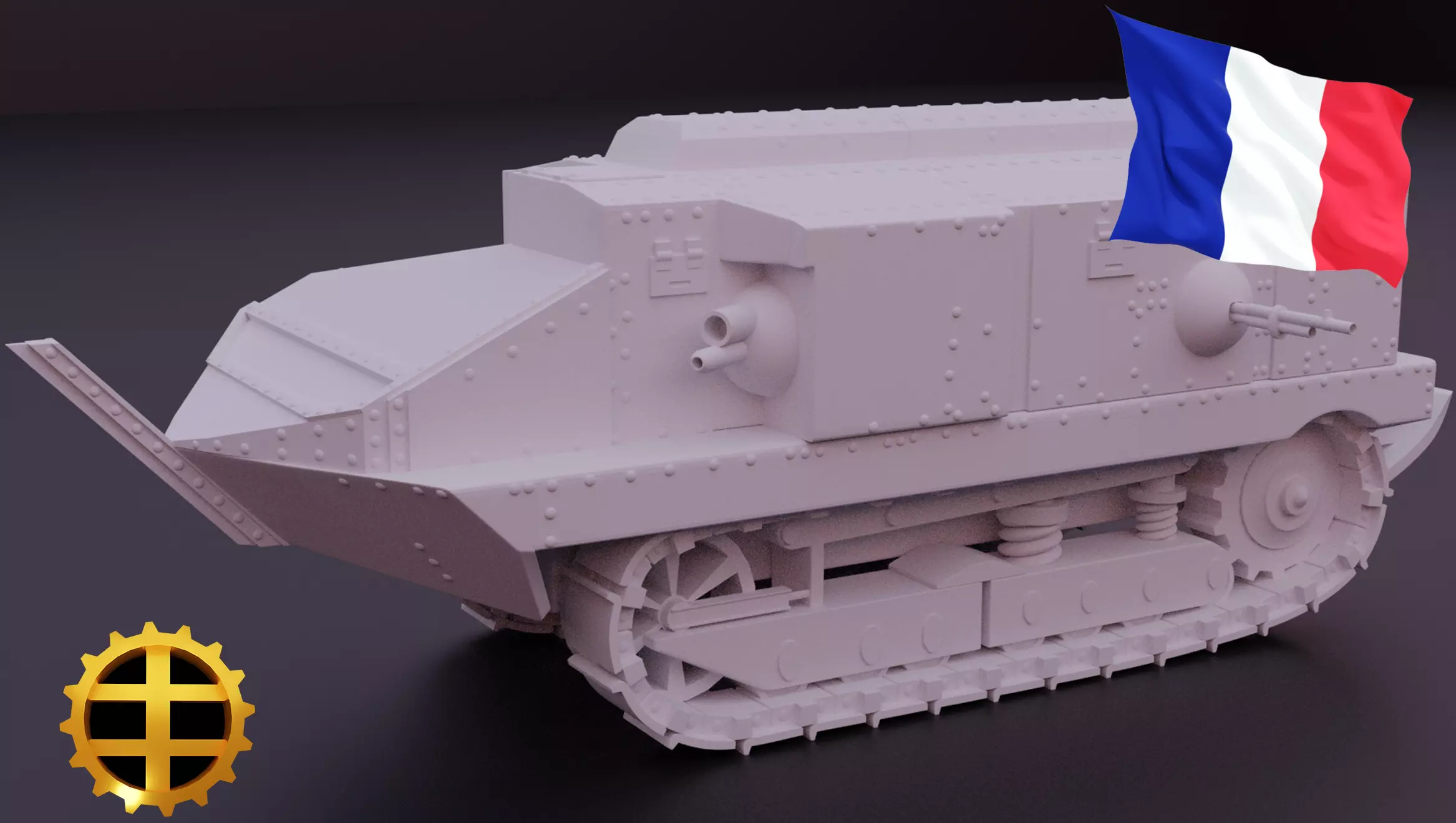 Schneider CA1 WW1 tank 3D print model_0