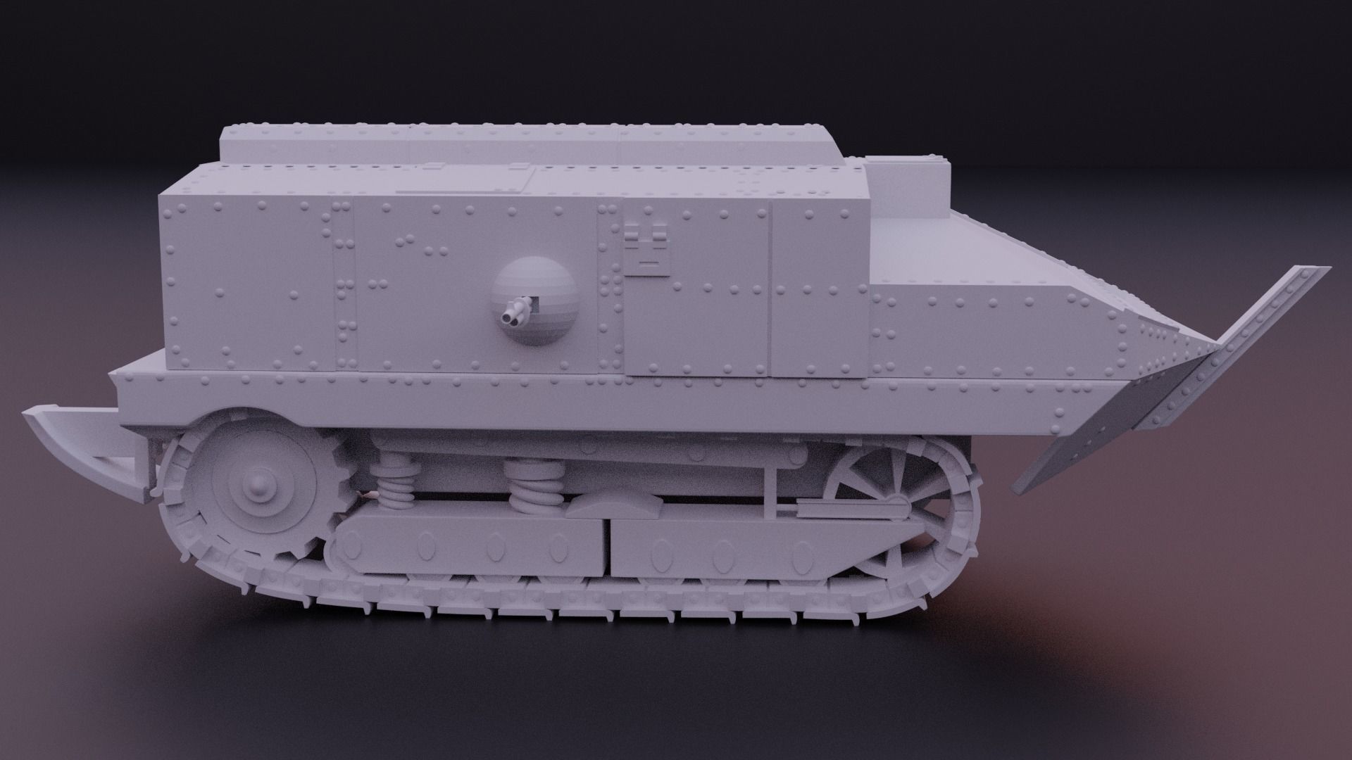 Schneider CA1 WW1 tank 3D print model_3